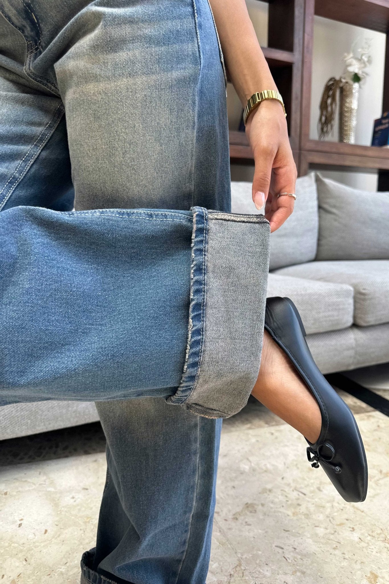 Baggy - High-Waist Medium Vintage Blue Jeans baggy Cizaro - Cizaro Jeans