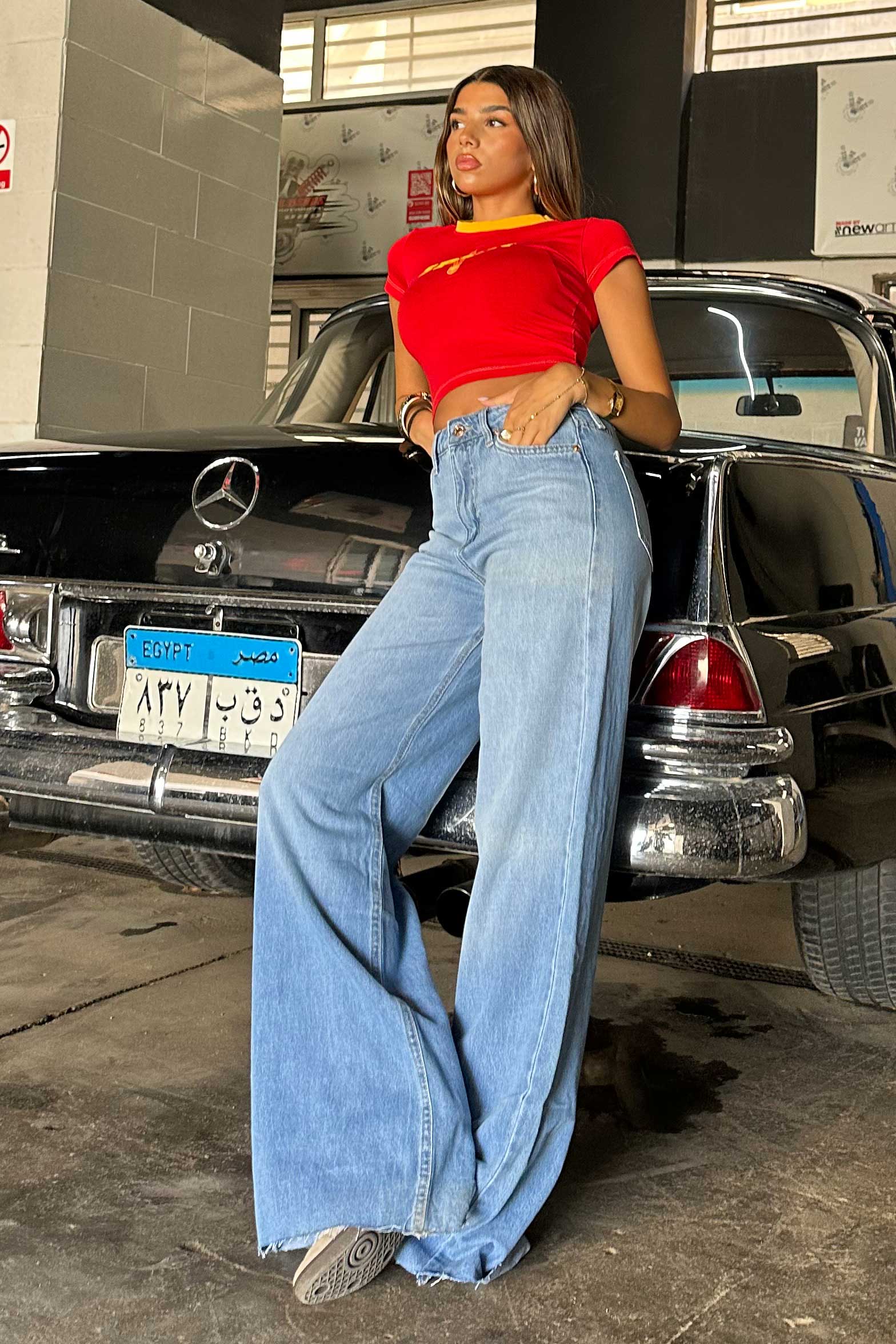 Baggy Raw Hem - High-Waist Bright Blue Jeans baggy CIZARO - Cizaro Jeans