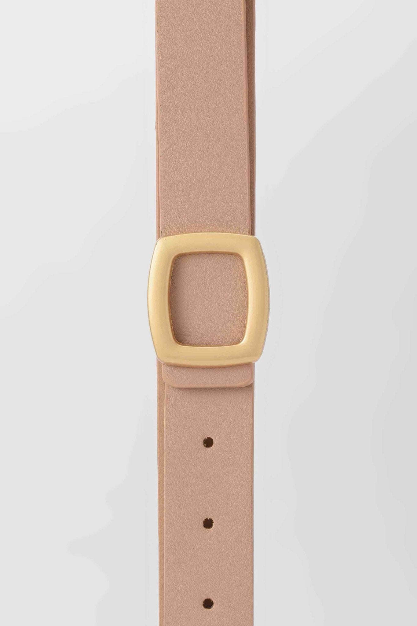 Belt | The Soft Square Belt – Nude Faux Leather Slim with Matte Gold Buckle Belt - Acc CZBELT - Cizaro Jeans