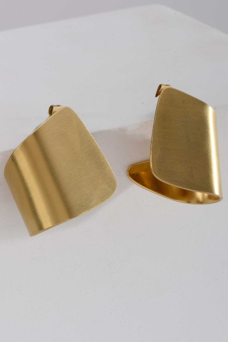 Stainless Steel Earrings | Gold Plated Sculptural Cuff Earrings Accessories CIZARO - Cizaro Jeans