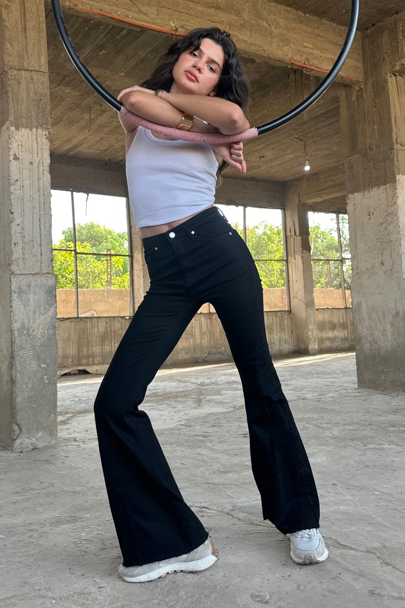 Super Flare - High-Waist Black Jeans flare CIZARO - Cizaro Jeans