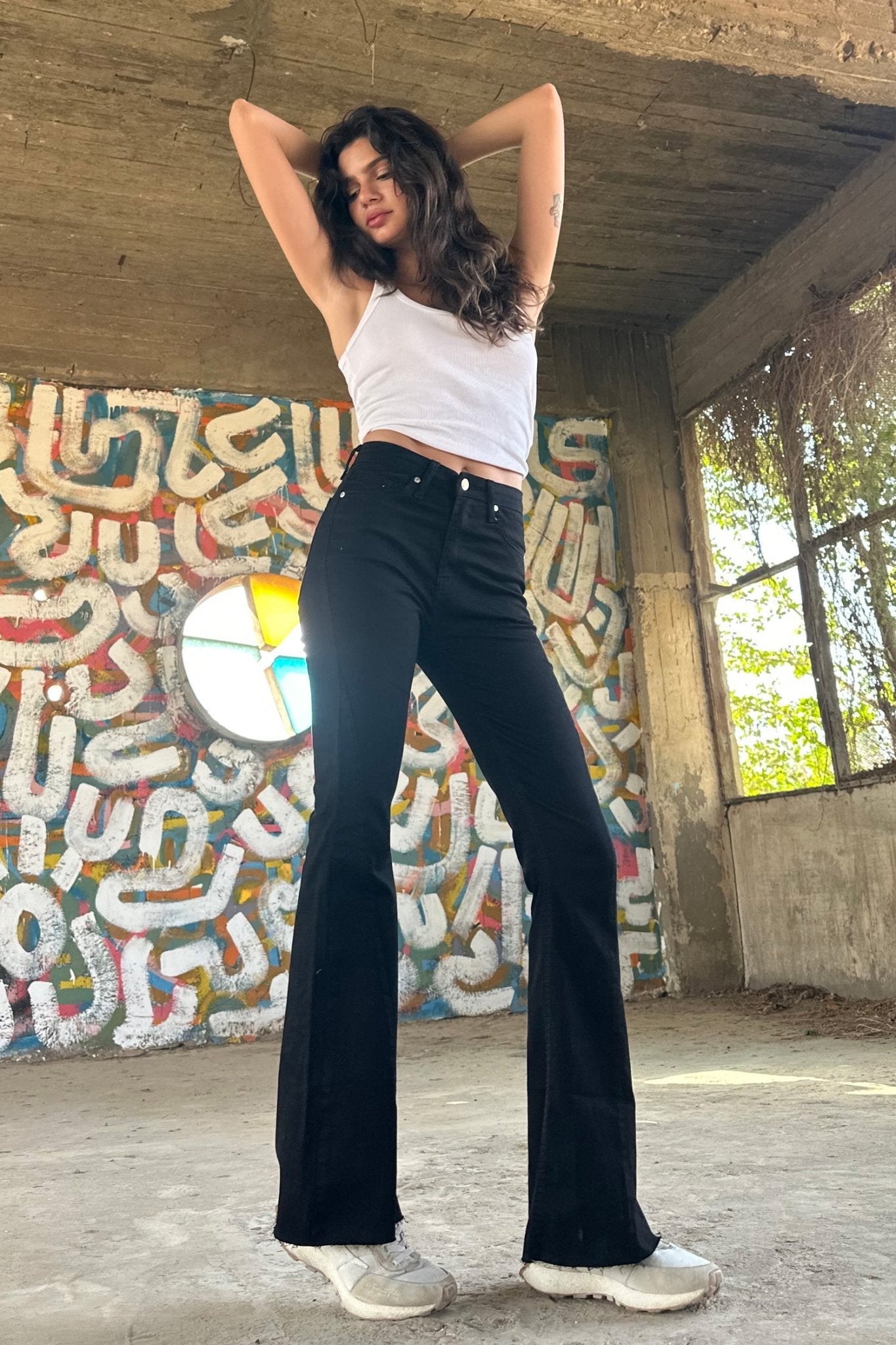 Super Flare - High-Waist Black Jeans flare CIZARO - Cizaro Jeans