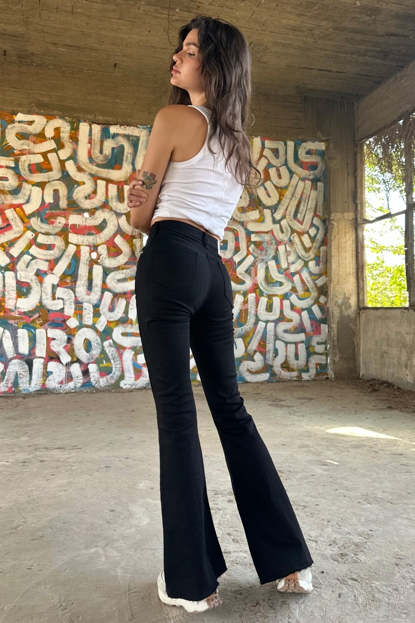 Super Flare - High-Waist Black Jeans flare CIZARO - Cizaro Jeans