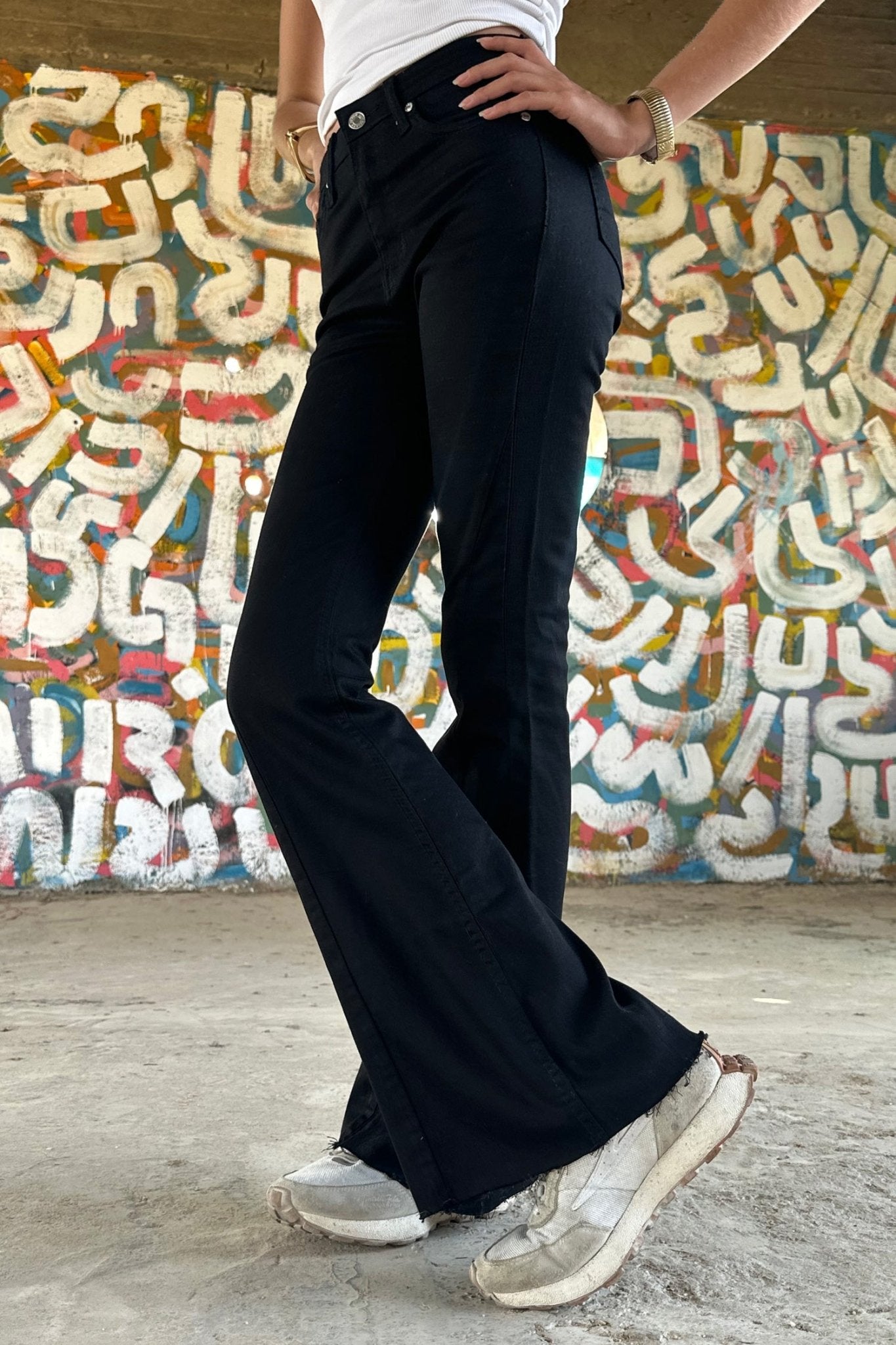 Super Flare - High-Waist Black Jeans flare CIZARO - Cizaro Jeans