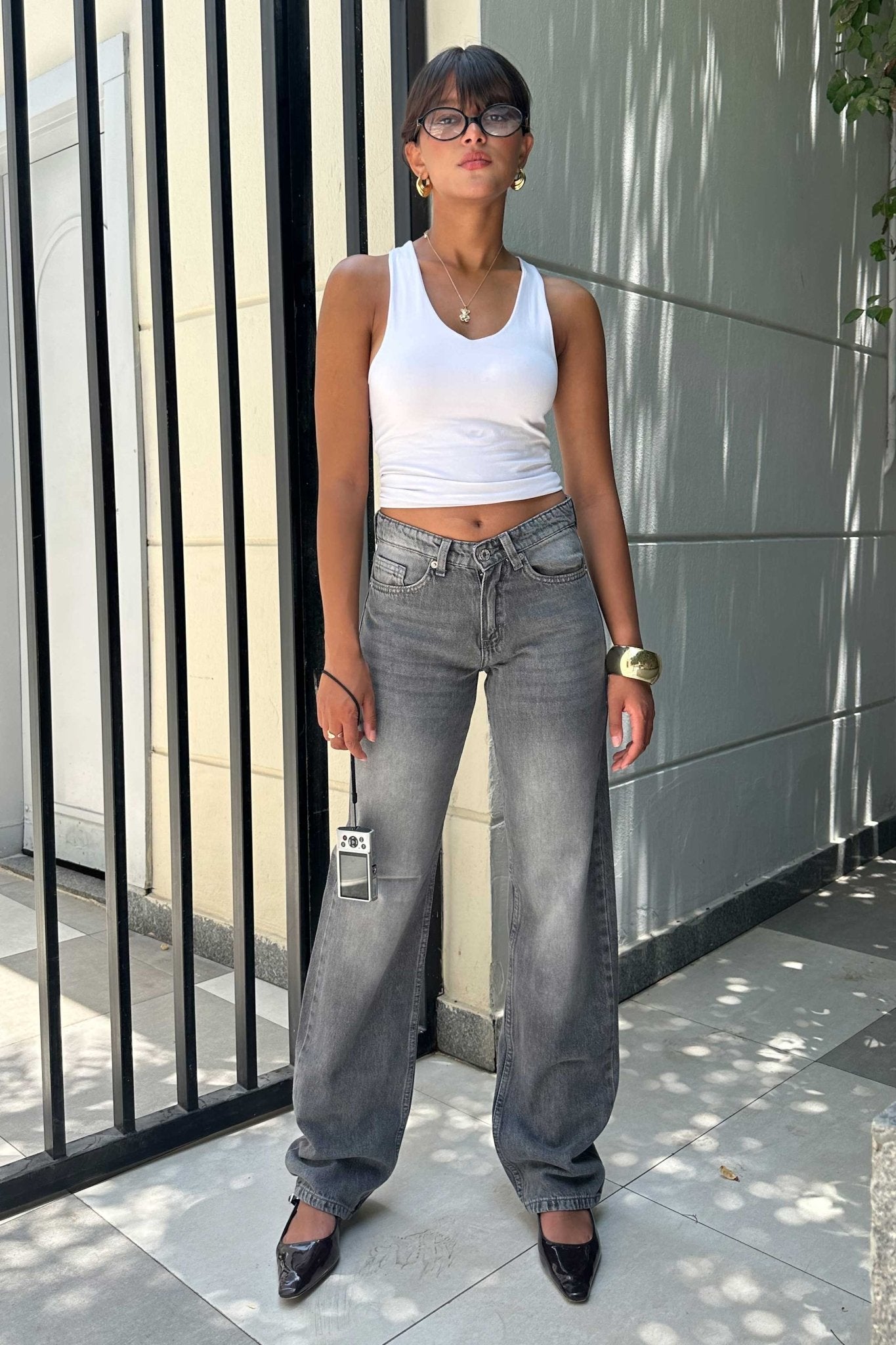Straight - High-Waist Med Gray Jeans straight CIZARO - Cizaro Jeans
