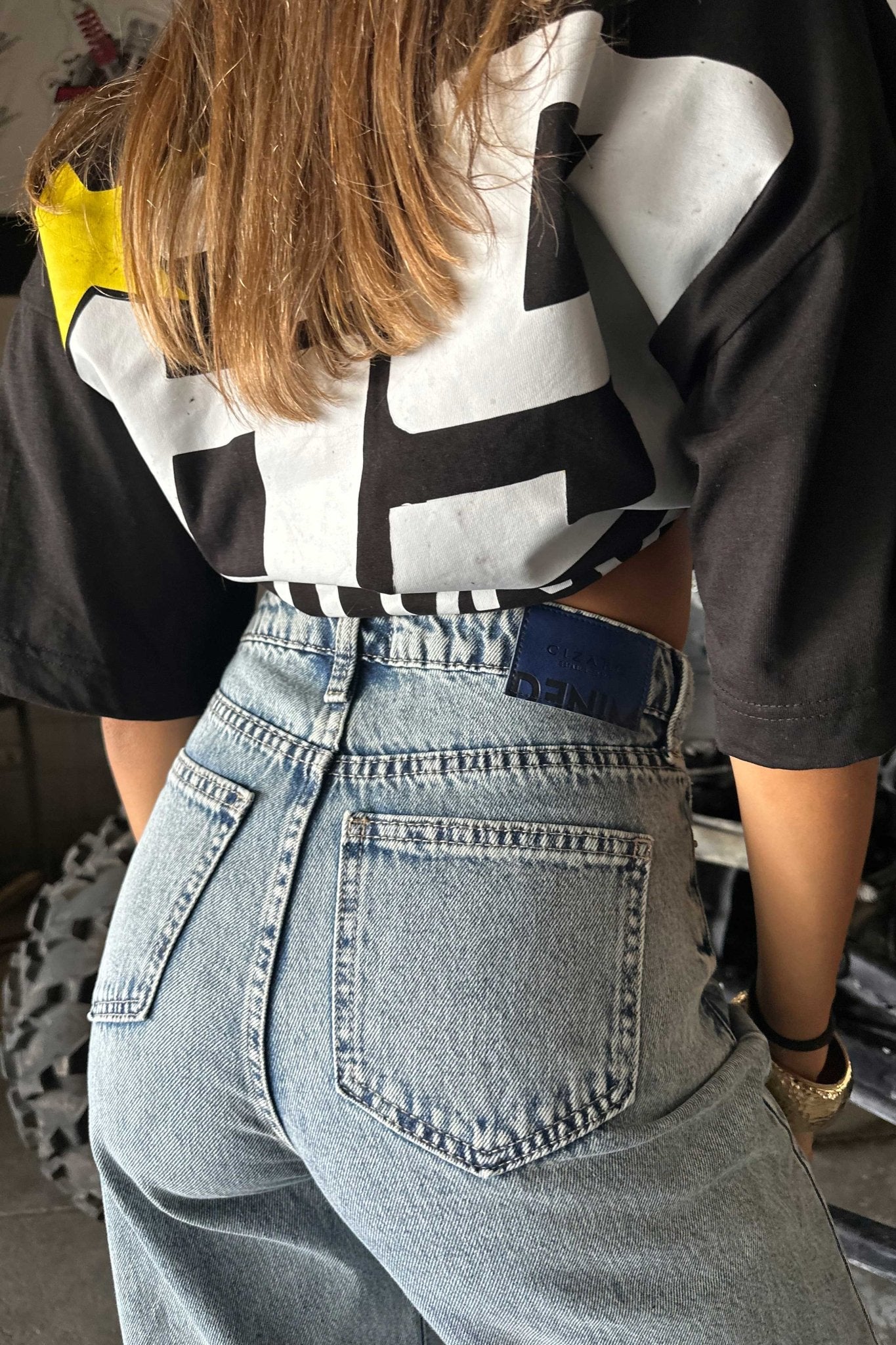 Wide-Leg Raw Hem - High-Waist Light Acid Vintage Blue Jeans wide leg CIZARO - Cizaro Jeans