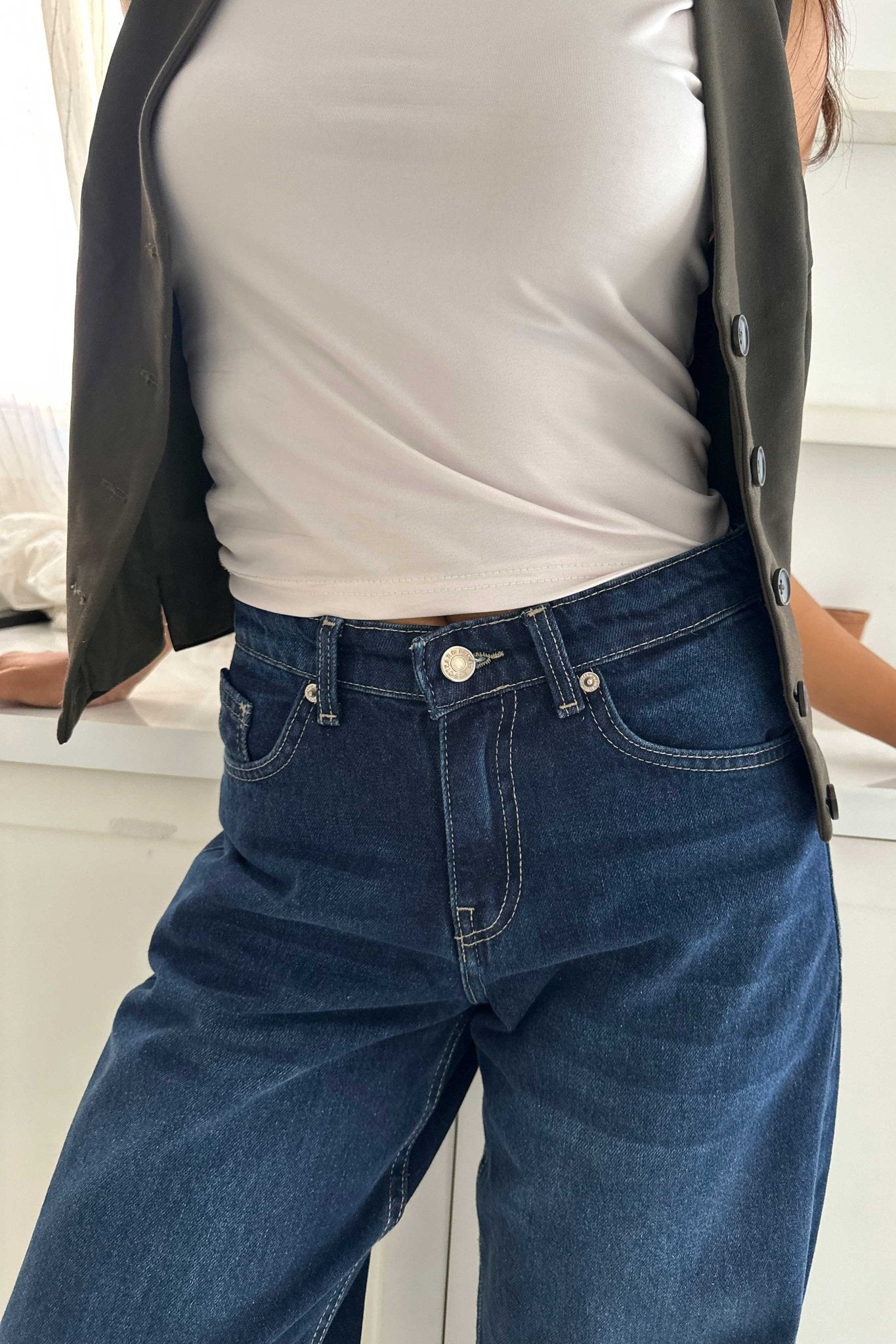 Baggy – Mid Rise Navy Blue Jeans Baggy CIZARO - Cizaro Jeans