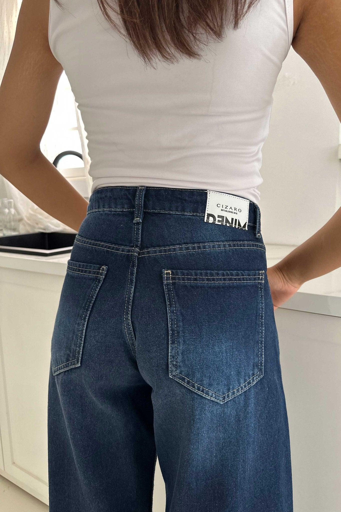 Baggy – Mid Rise Navy Blue Jeans Baggy CIZARO - Cizaro Jeans