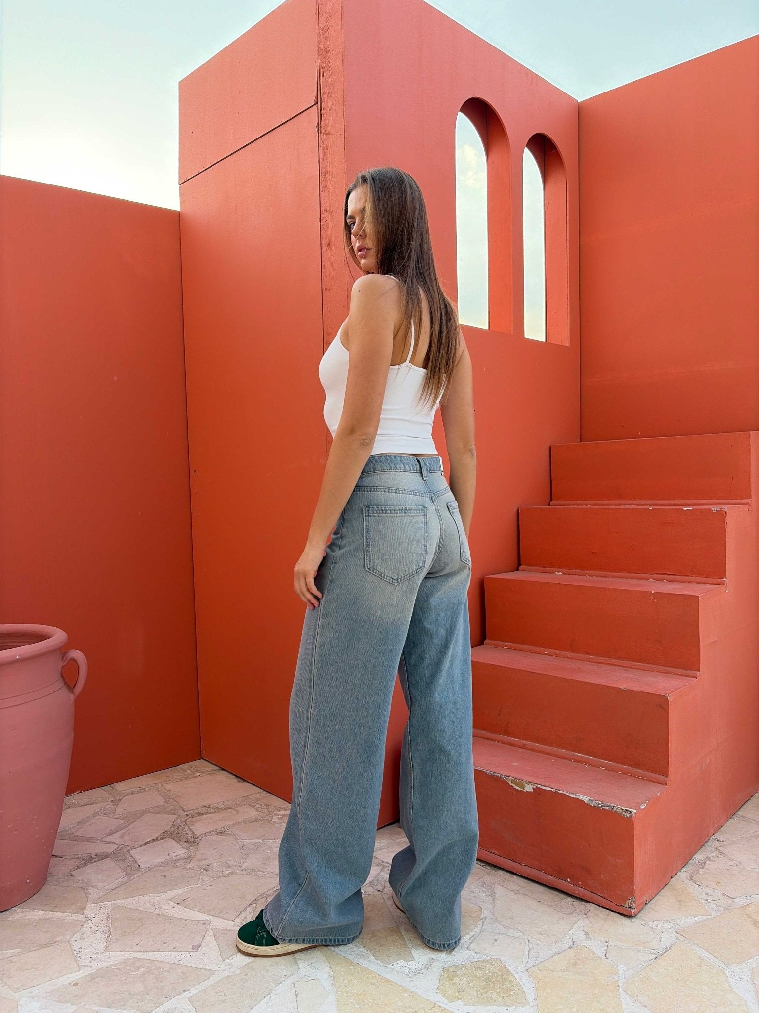 Baggy – Mid Rise Light Vintage Blue Jeans Mom-Fit CIZARO - Cizaro Jeans