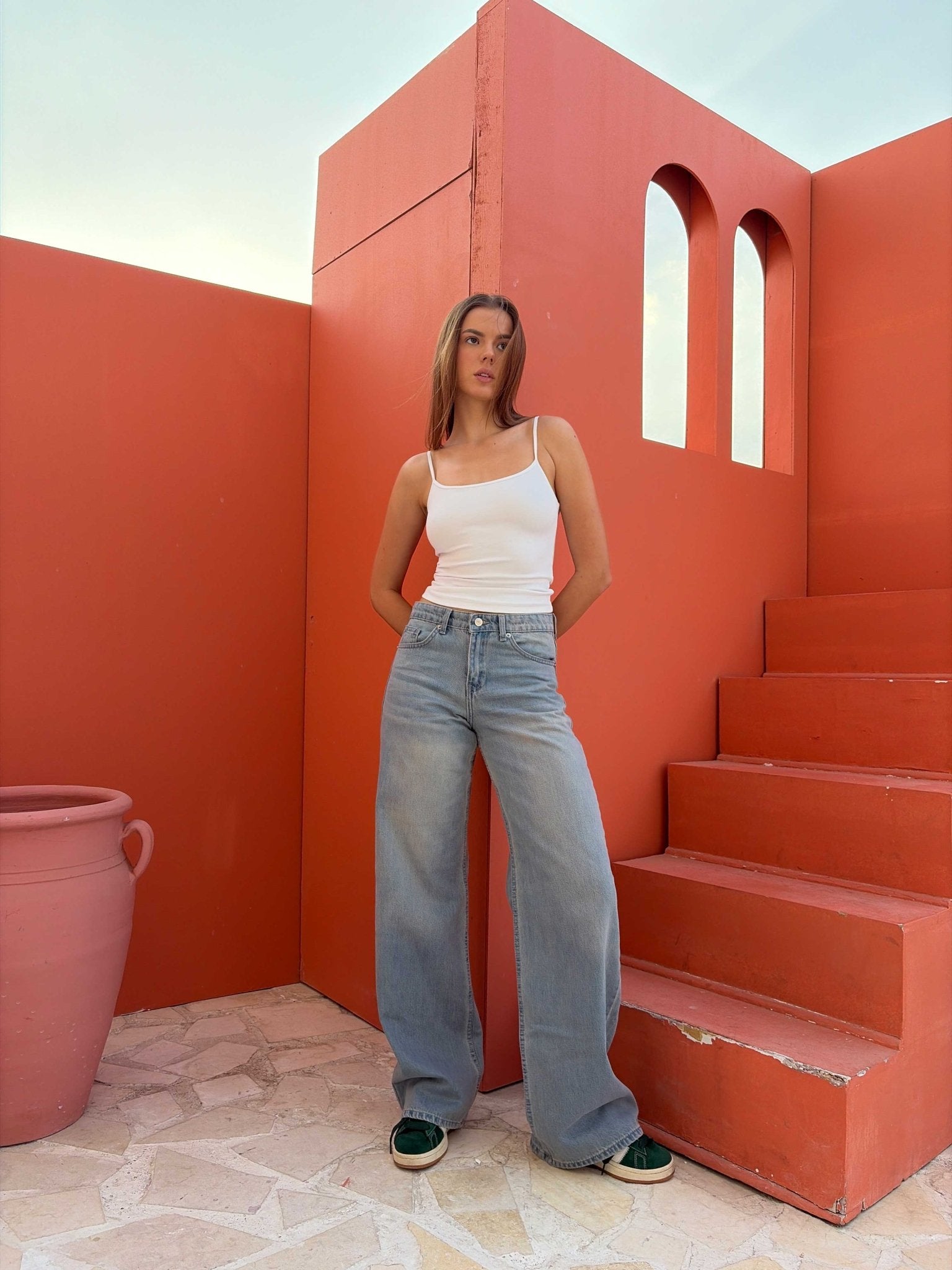 Baggy – Mid Rise Light Vintage Blue Jeans Mom-Fit CIZARO - Cizaro Jeans