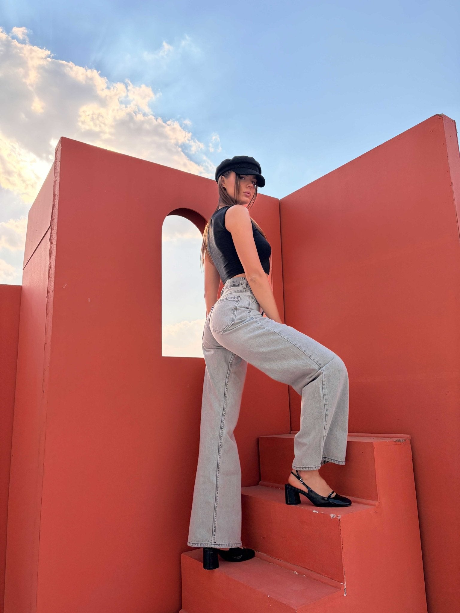 Baggy – Mid Rise Light Acid Grey Jeans Mom-Fit CIZARO - Cizaro Jeans