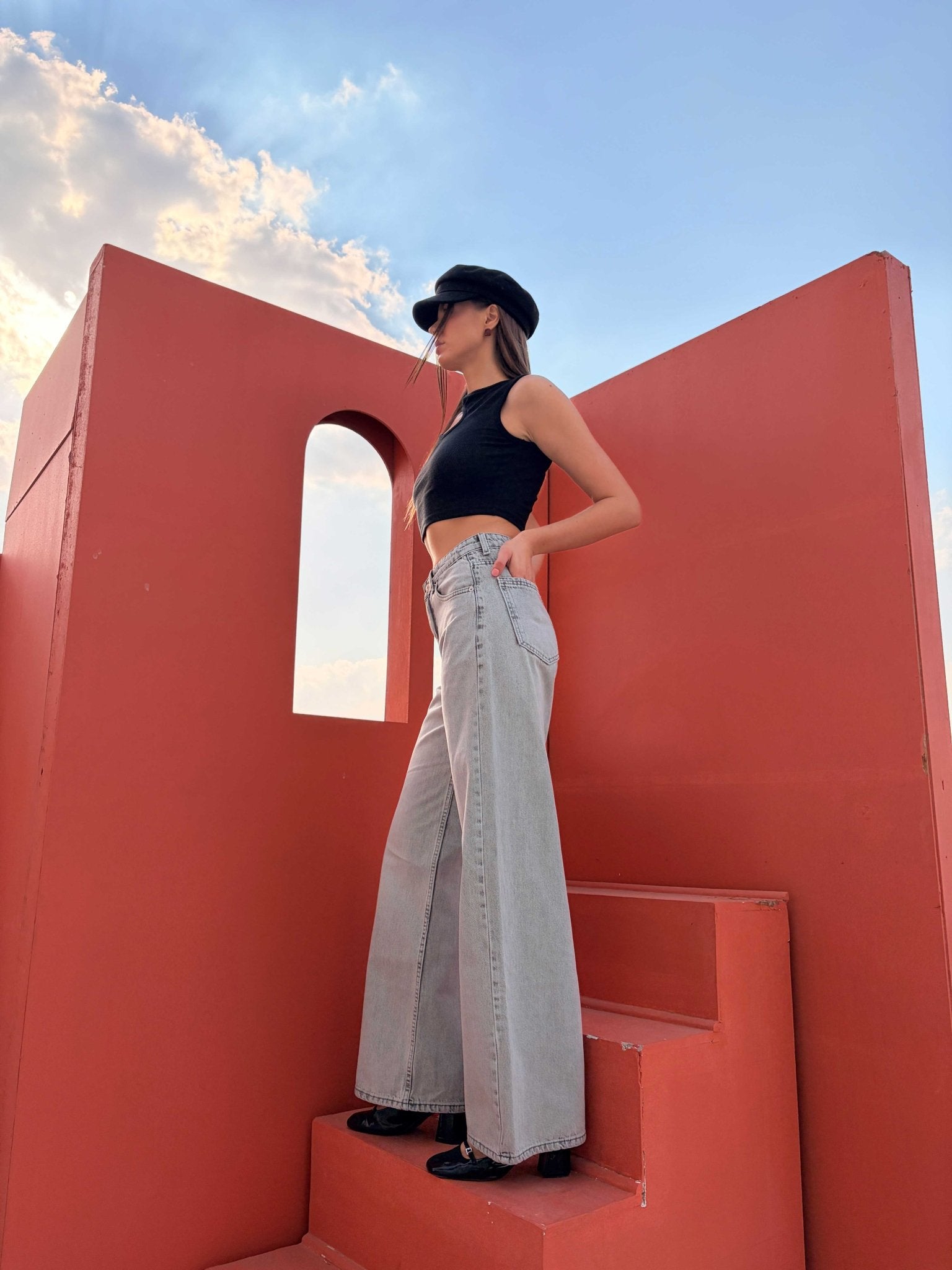 Baggy – Mid Rise Light Acid Grey Jeans Mom-Fit CIZARO - Cizaro Jeans