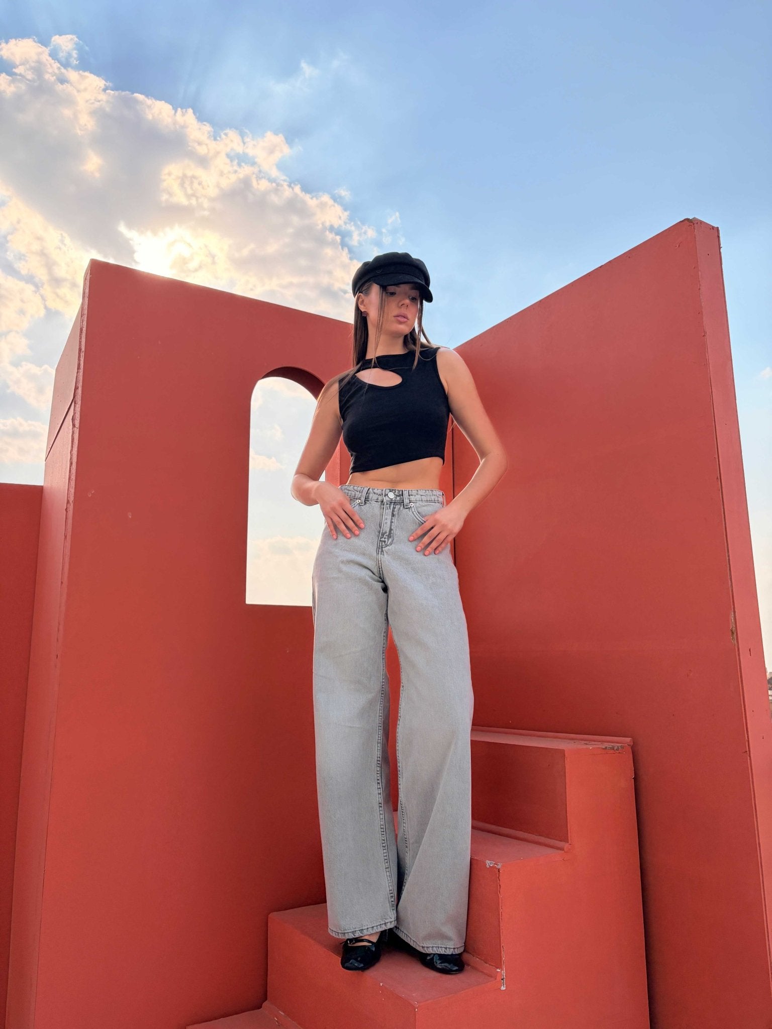 Baggy – Mid Rise Light Acid Grey Jeans Mom-Fit CIZARO - Cizaro Jeans