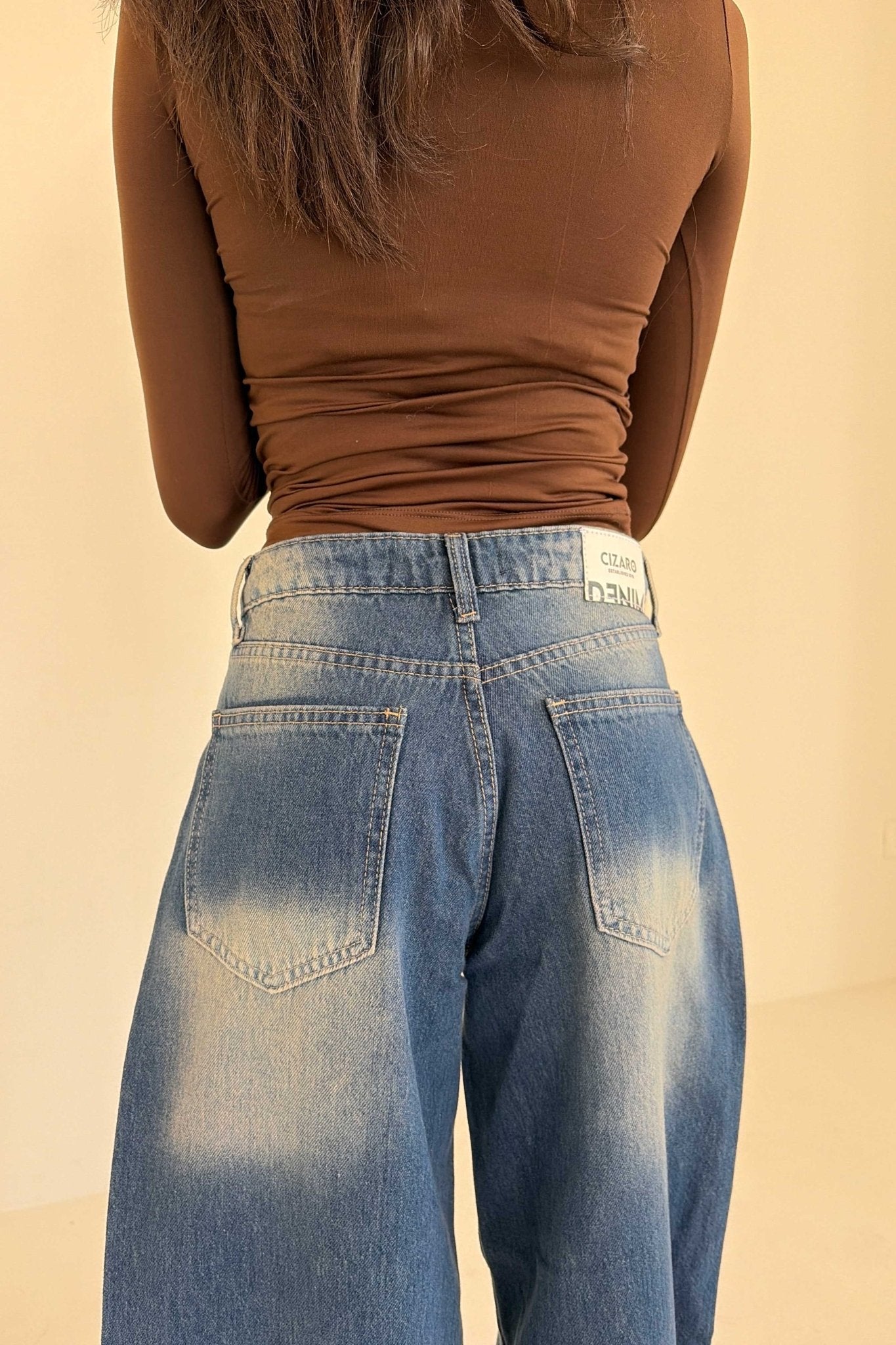 Super Baggy – Mid Rise Mid Vintage Blue Jeans Baggy CIZARO - Cizaro Jeans