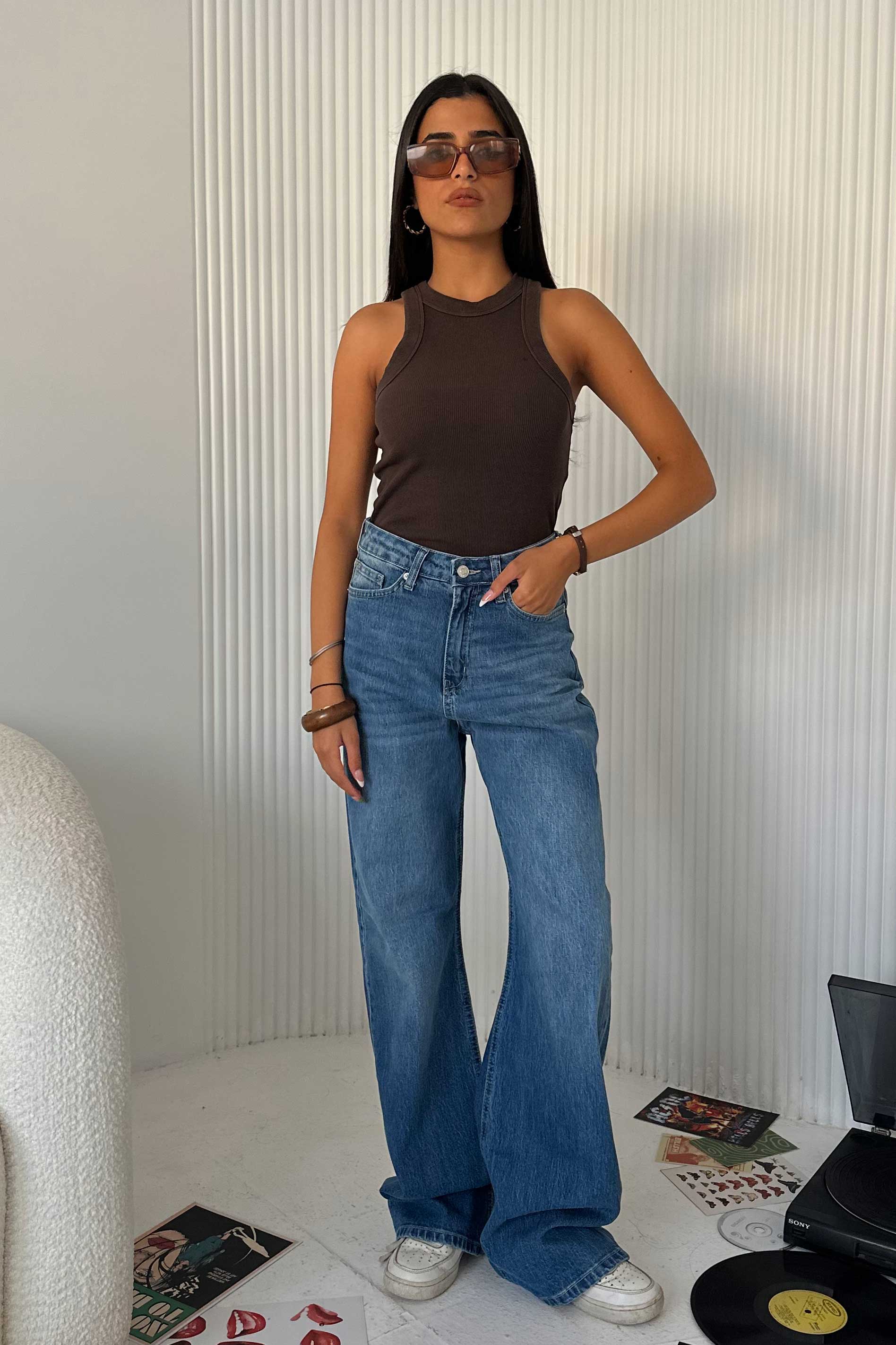 Ultra Comfort Wide-Leg - High-Waist True Blue Washed Jeans