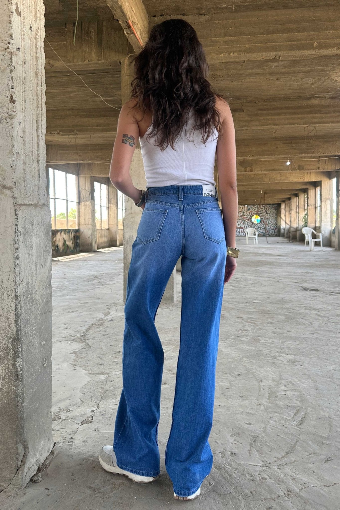 Baggy - High-Waist Medium Blue Jeans baggy CIZARO - Cizaro Jeans