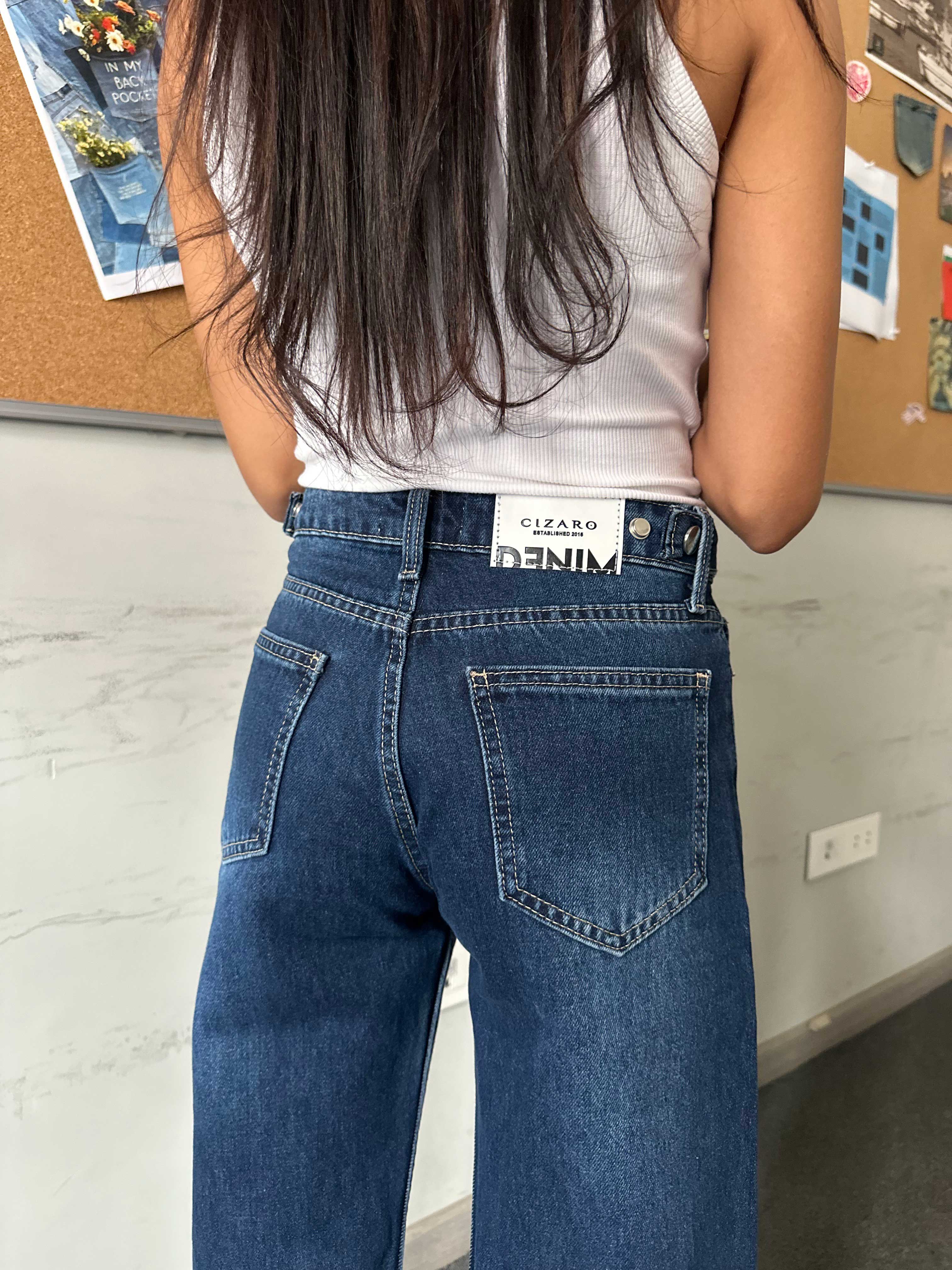 Flex Waist Baggy - Mid-Rise Navy Blue Jeans