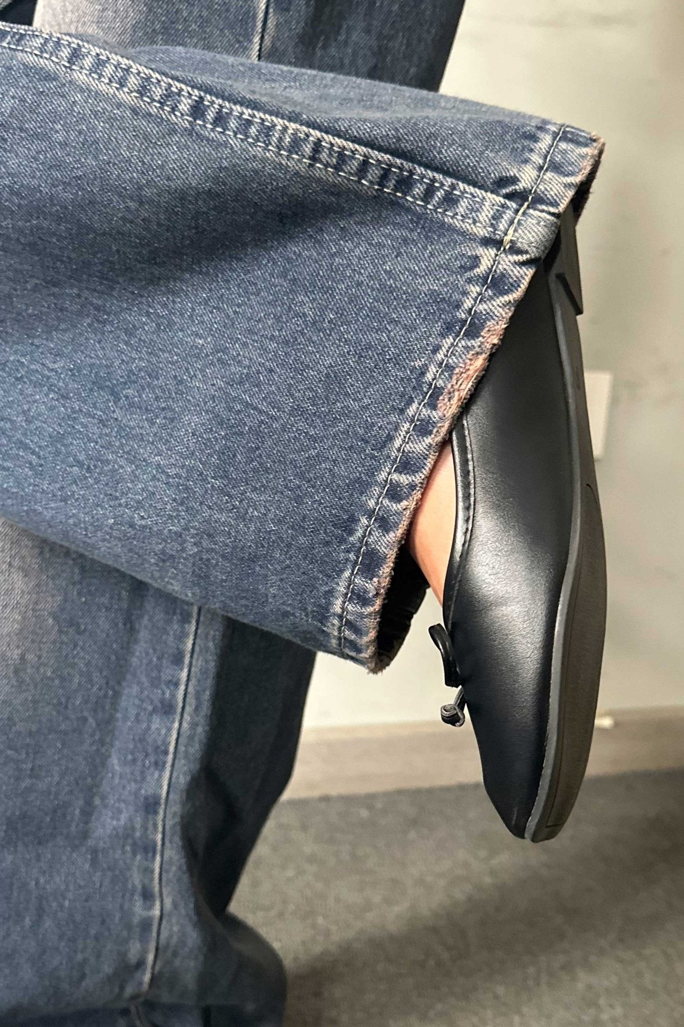 Flex Waist - Wide-Leg Med rise Deep Vintage PINK Blue Jeans Flex waist - wide leg CIZARO - Cizaro Jeans