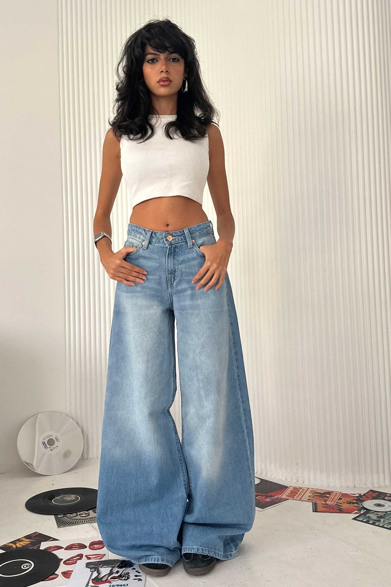 Loose Baggy - Mid-Rise Marine Blue Jeans loose baggy CIZARO - Cizaro Jeans