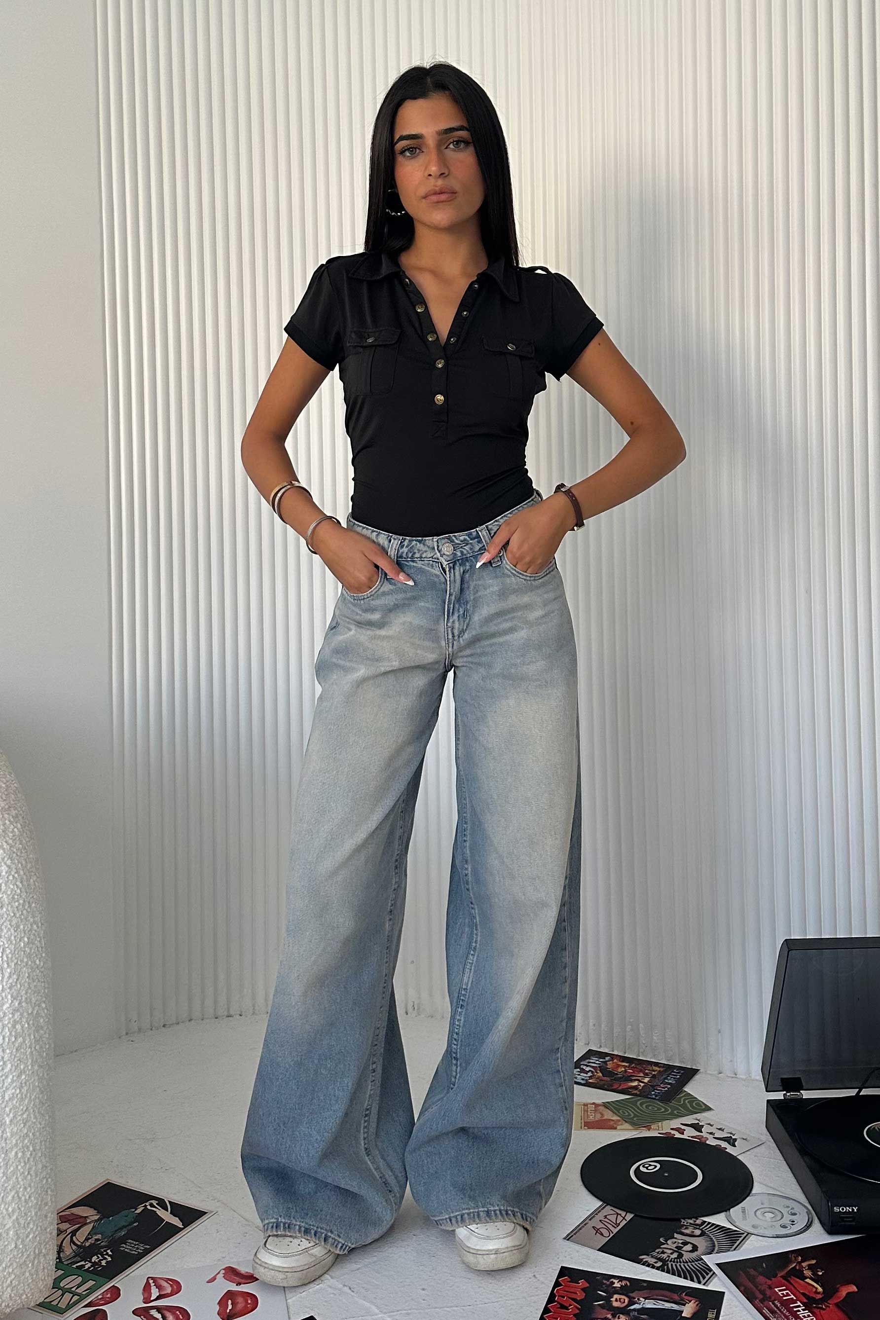 Baggy - Low Waist Light Vintage Blue Jeans