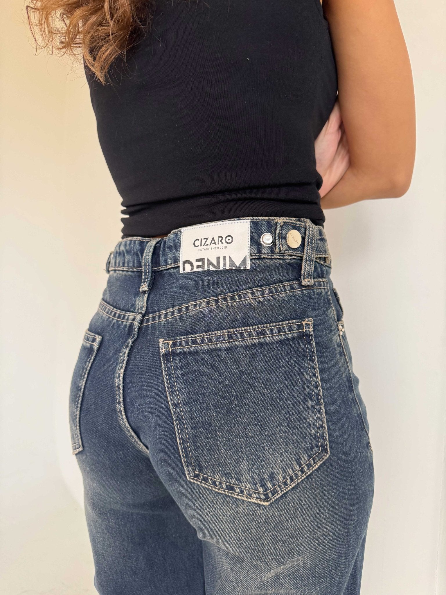 Baggy – Mid Rise Flex Waist in Faded Vintage Blue Baggy CIZARO - Cizaro Jeans