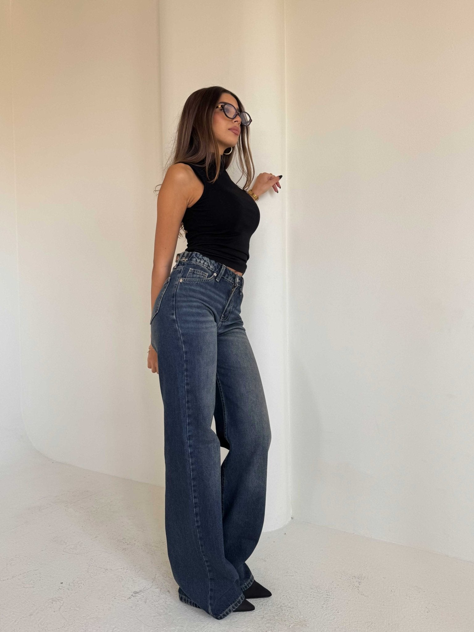 Baggy – Mid Rise Flex Waist in Faded Vintage Blue Baggy CIZARO - Cizaro Jeans