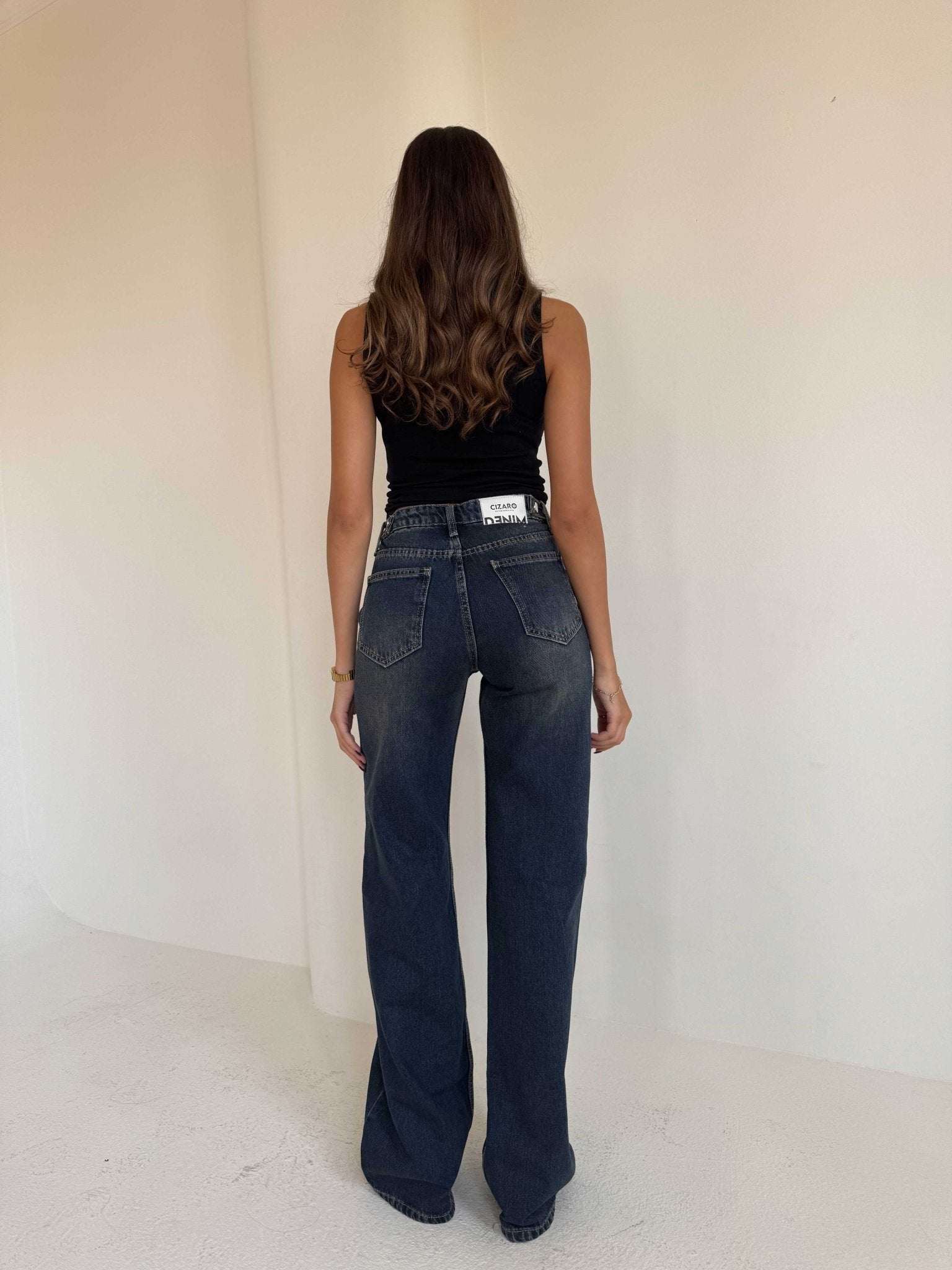 Baggy – Mid Rise Flex Waist in Faded Vintage Blue Baggy CIZARO - Cizaro Jeans
