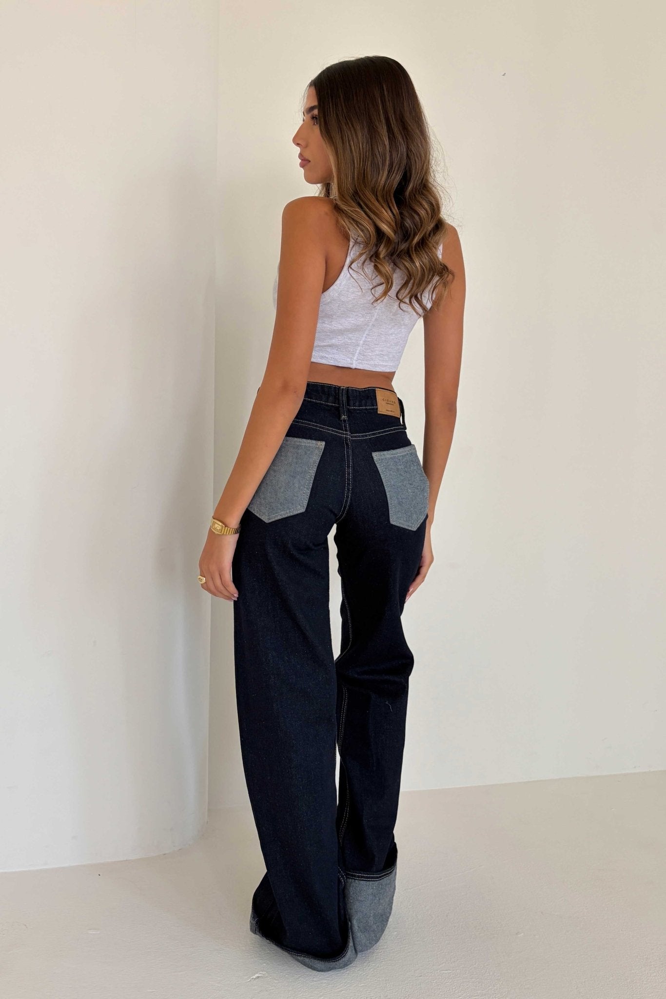 Baggy – Low Waist Folded Raw Denim Jeans BAGGY CIZARO - Cizaro Jeans
