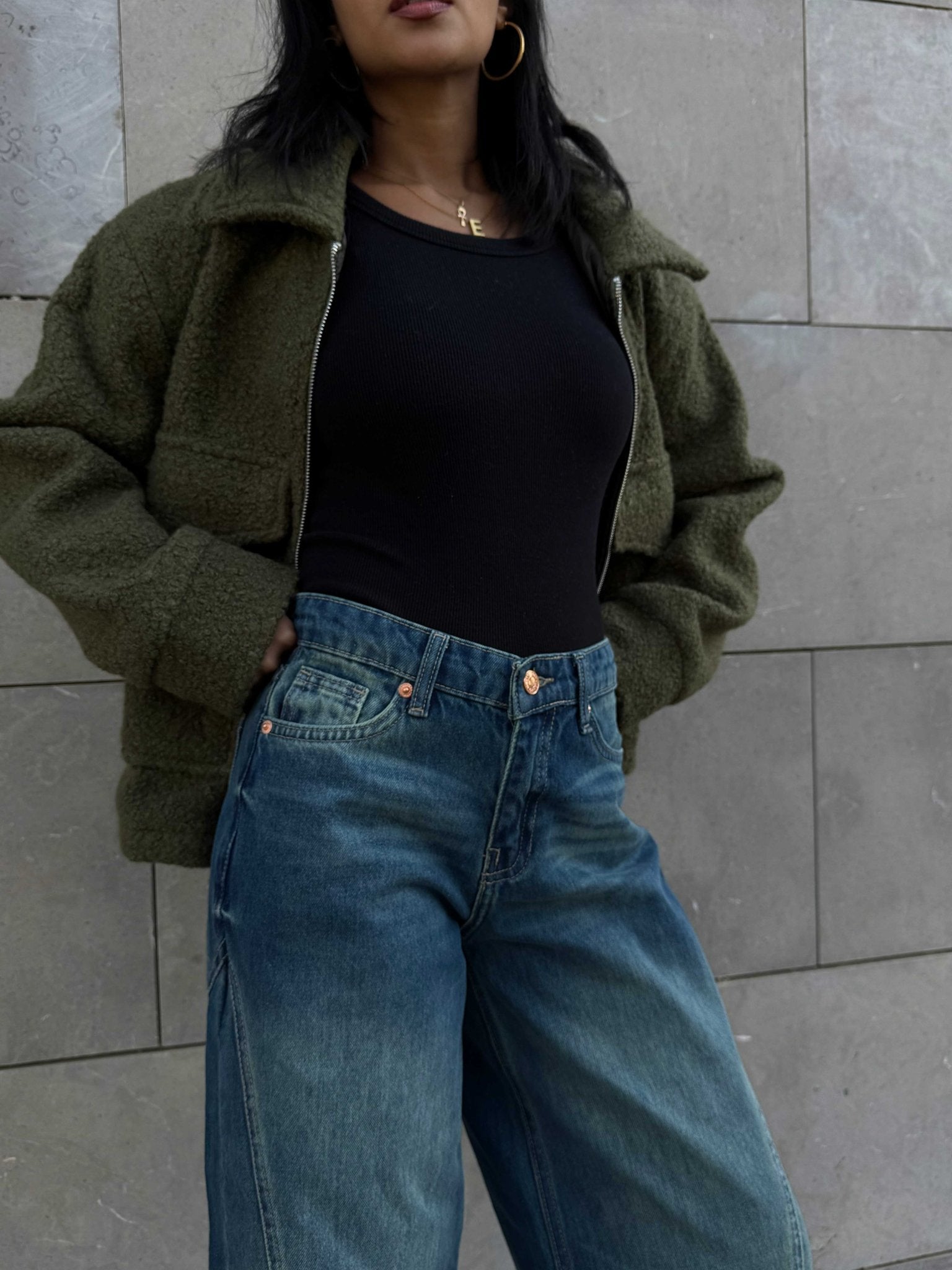 Super Baggy – Mid-Rise Vintage Green Jeans baggy CIZARO - Cizaro Jeans