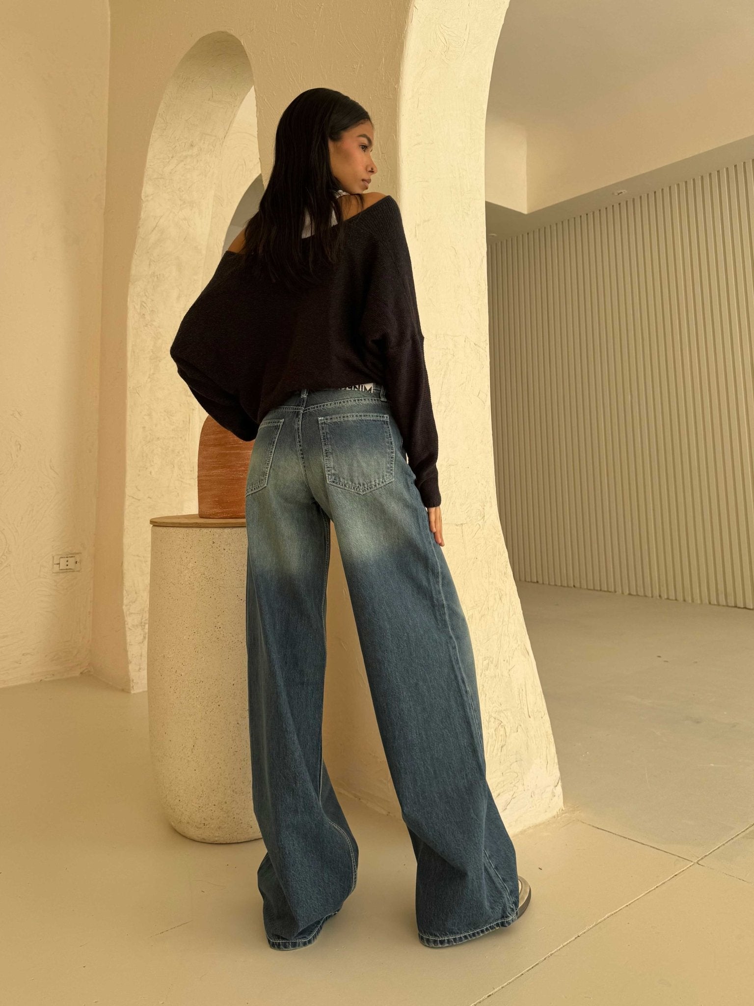 Baggy – Mid Rise in Deep Vintage Blue Baggy CIZARO - Cizaro Jeans