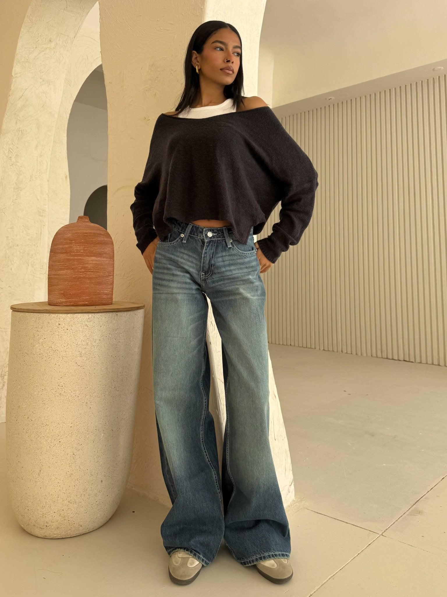 Baggy – Mid Rise in Deep Vintage Blue Baggy CIZARO - Cizaro Jeans