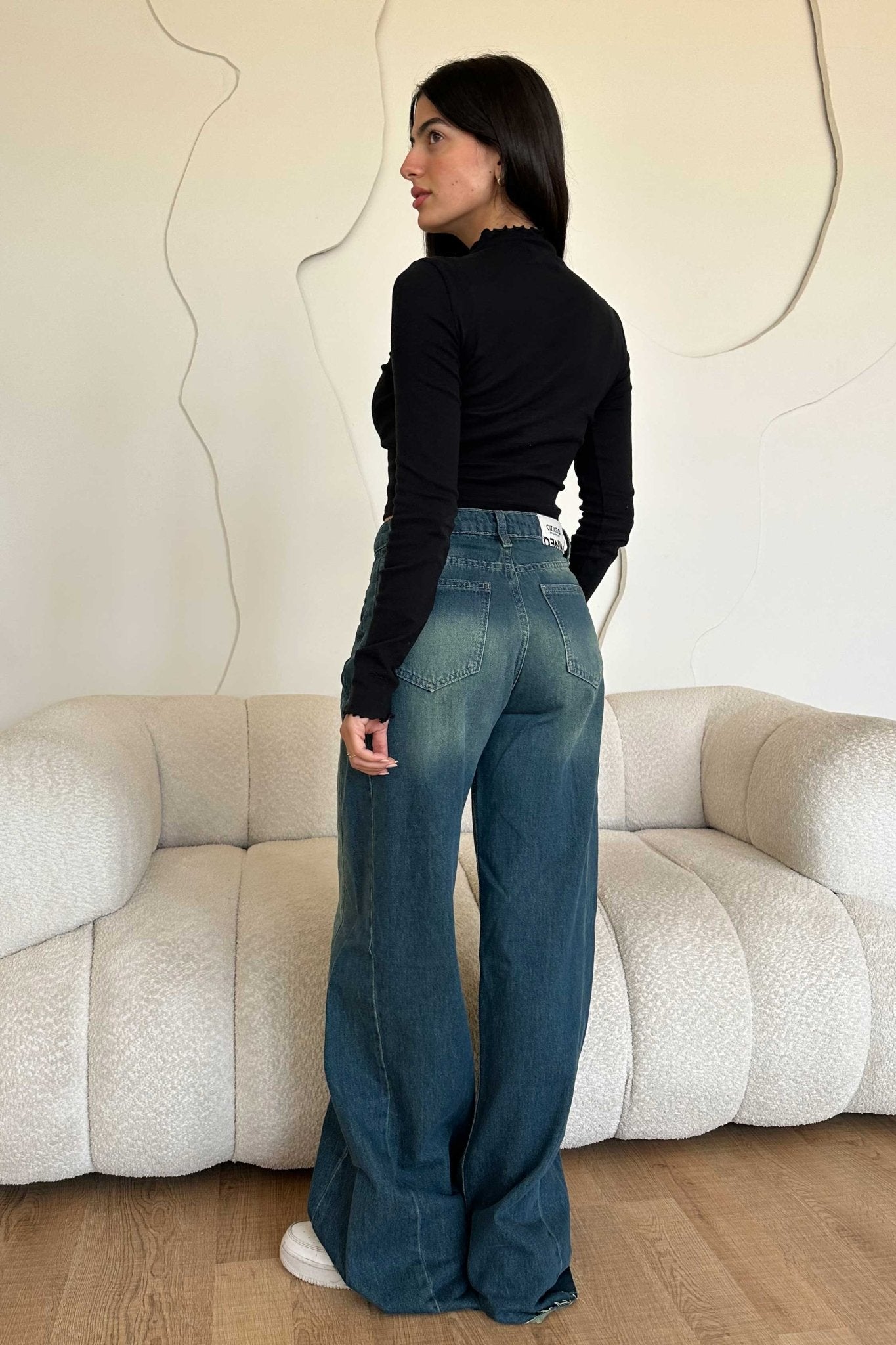 Super Baggy – Mid Rise Vintage Green Jeans baggy CIZARO - Cizaro Jeans