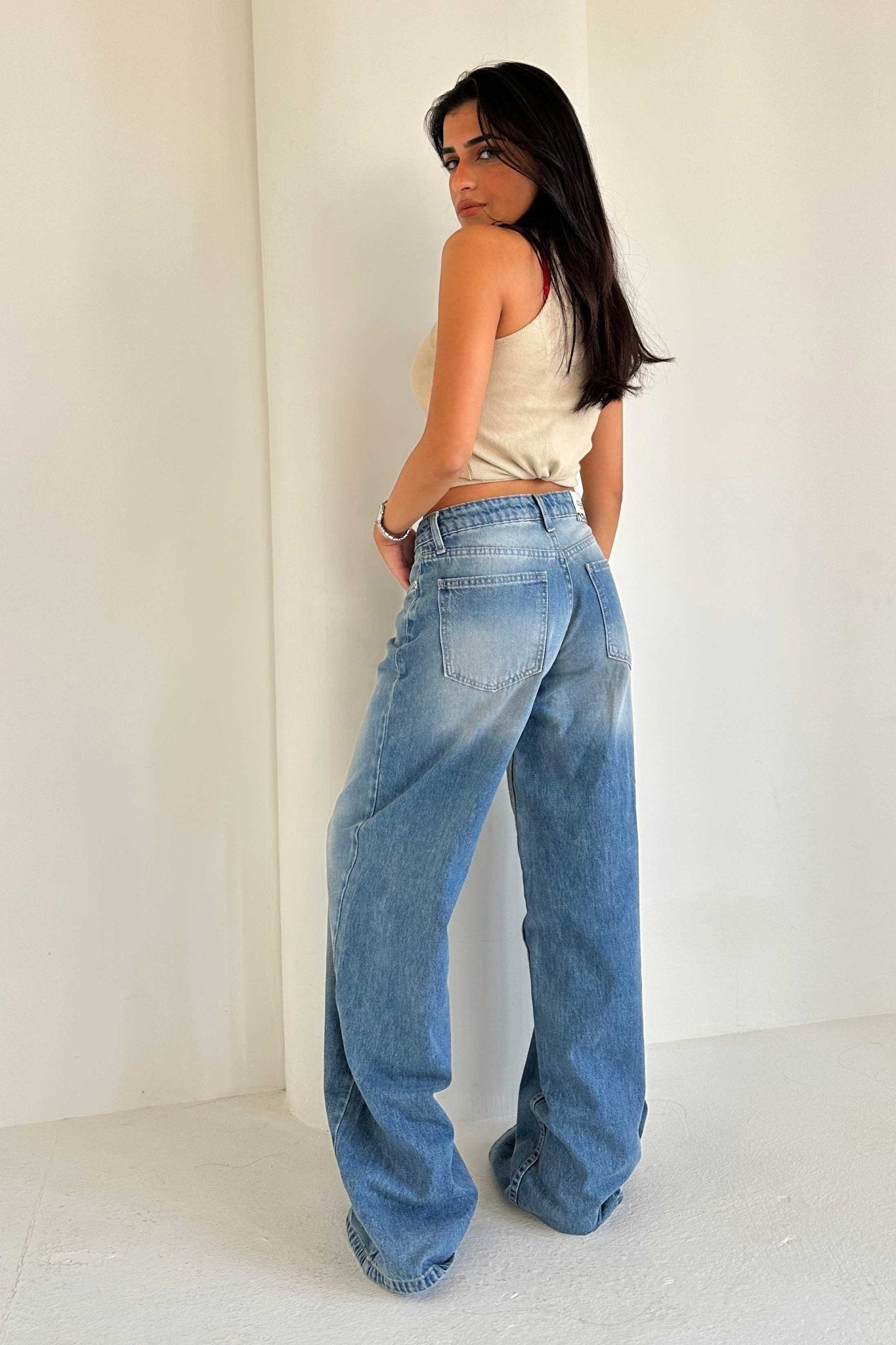 Super Baggy – Mid Rise Marine Vintage Blue Jeans Baggy CIZARO - Cizaro Jeans
