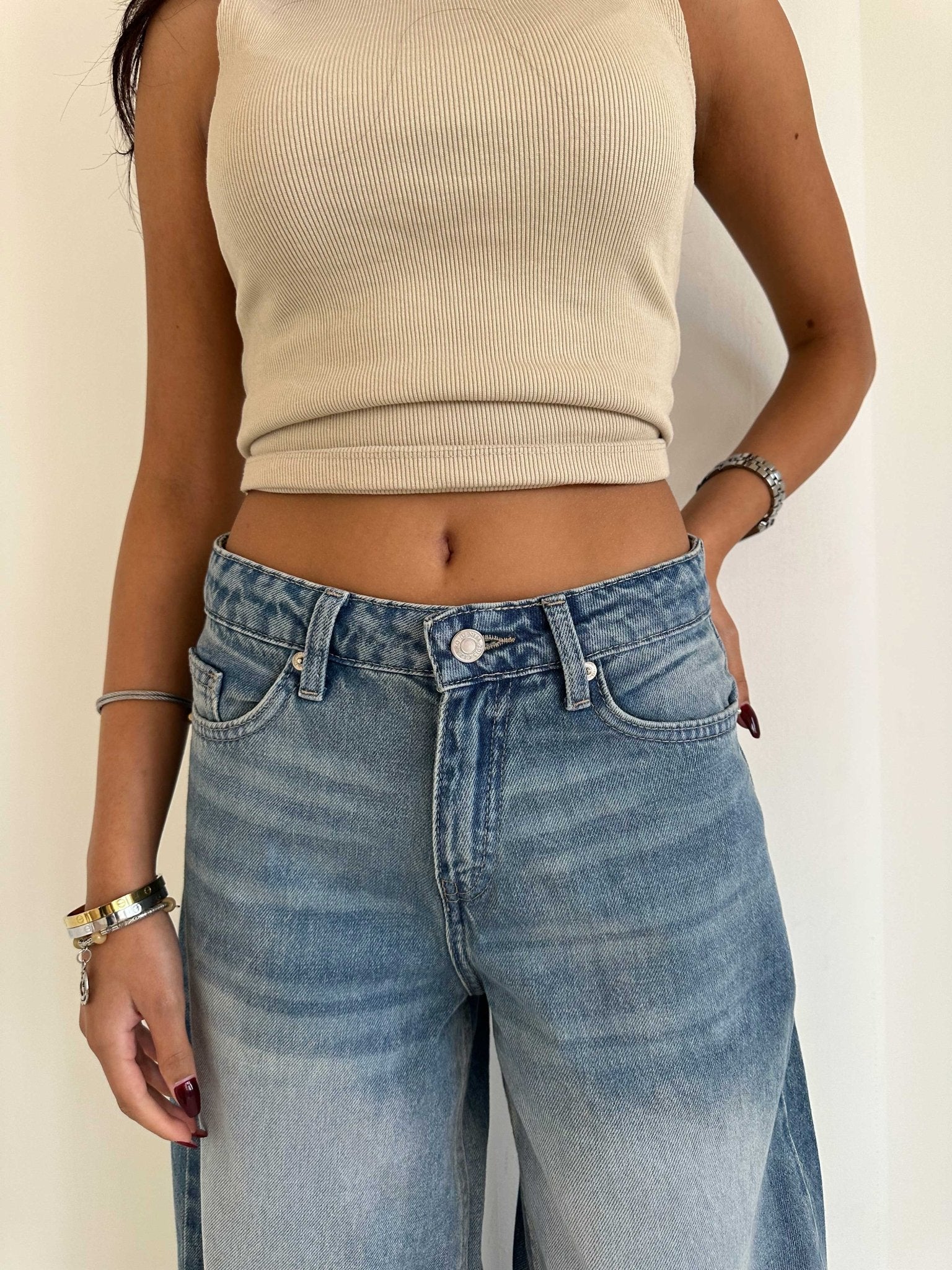 Super Baggy – Mid Rise Marine Vintage Blue Jeans Baggy CIZARO - Cizaro Jeans