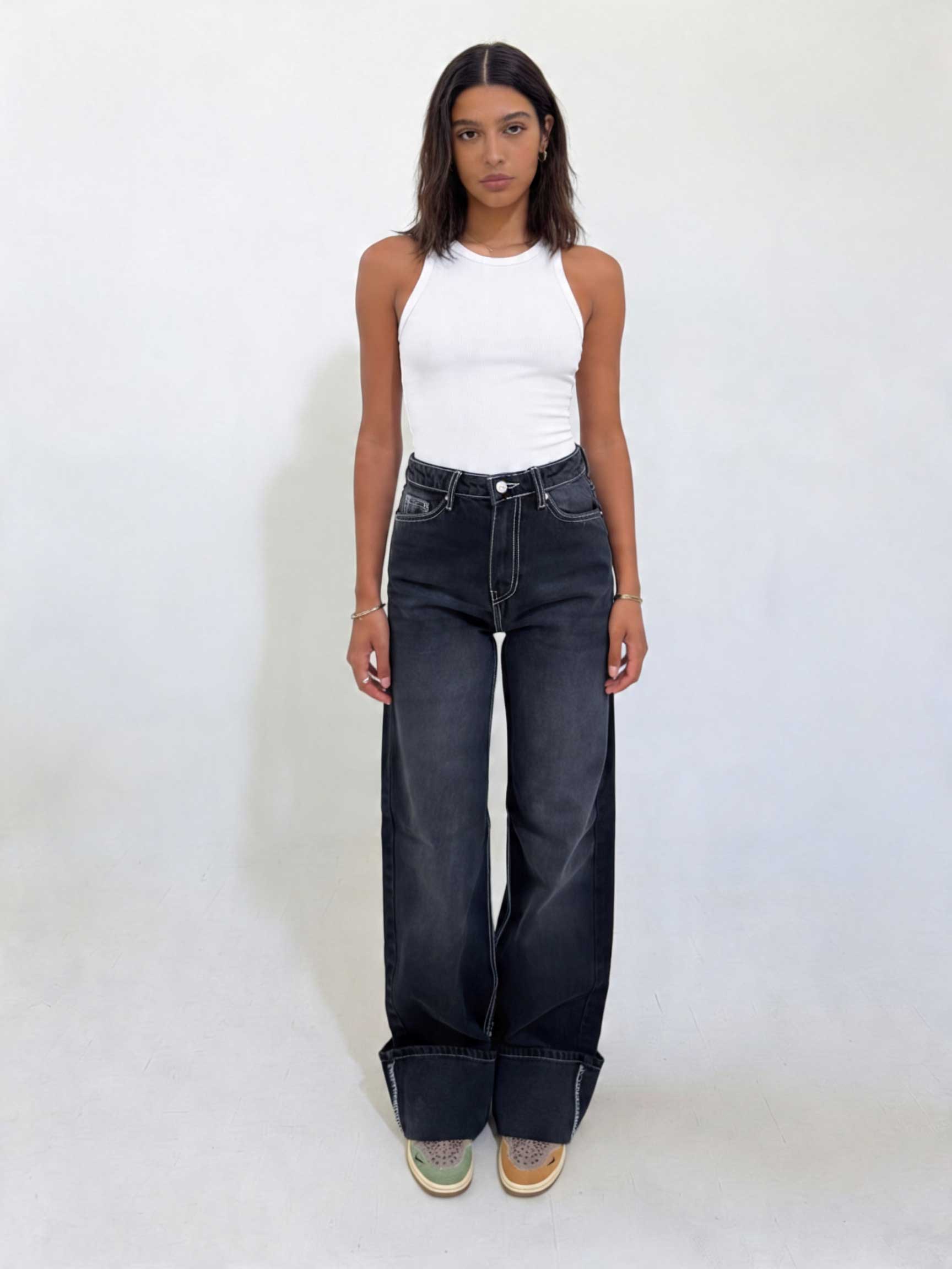 Baggy High waist Deep Washed Charcoal