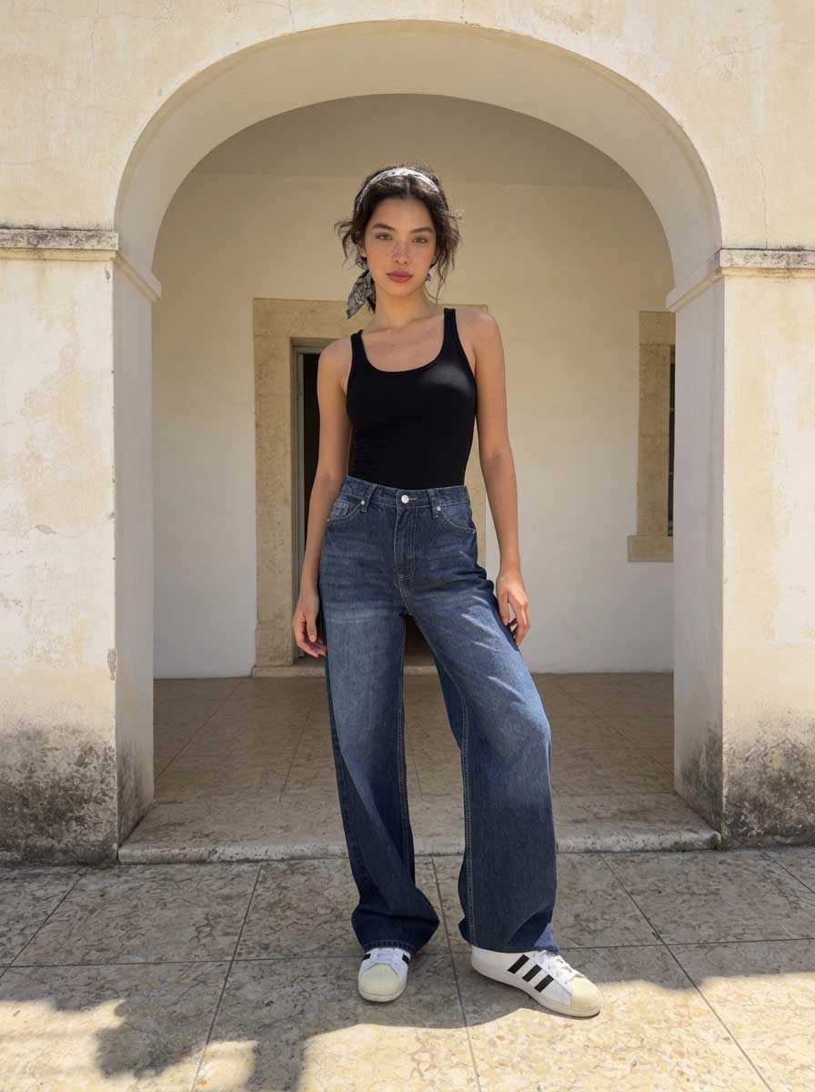 Baggy โ High-Waist Mid Royal Washed Blue Jeans