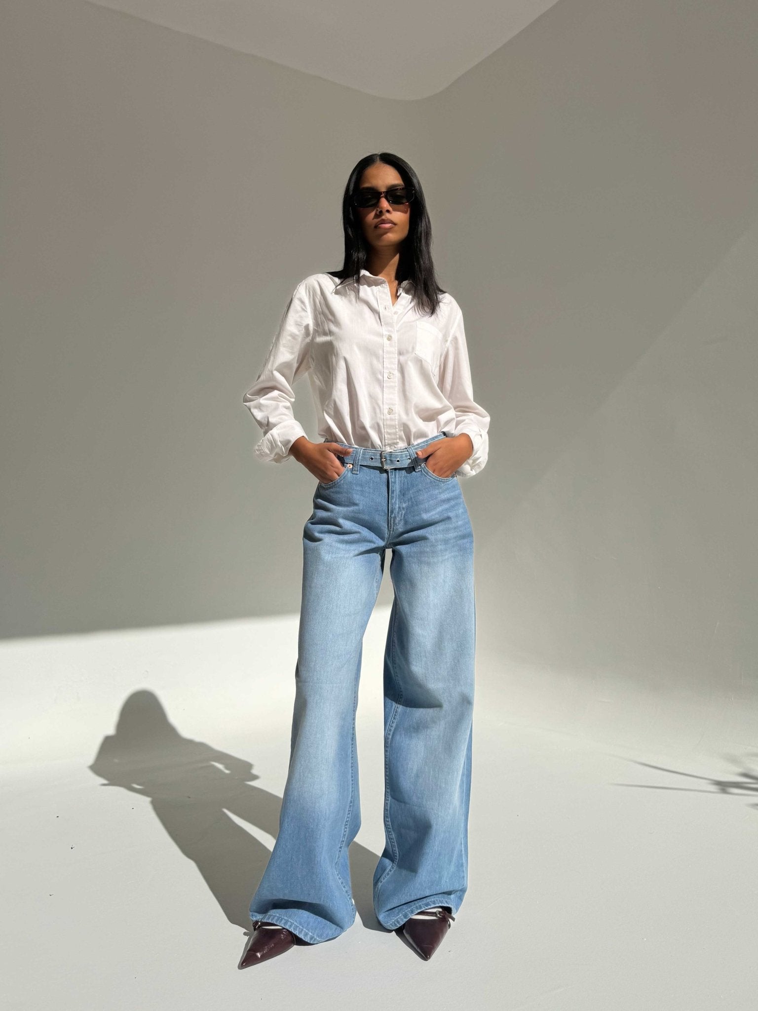 Super Baggy – Mid-Rise Powder Blue Jeans baggy CIZARO - Cizaro Jeans