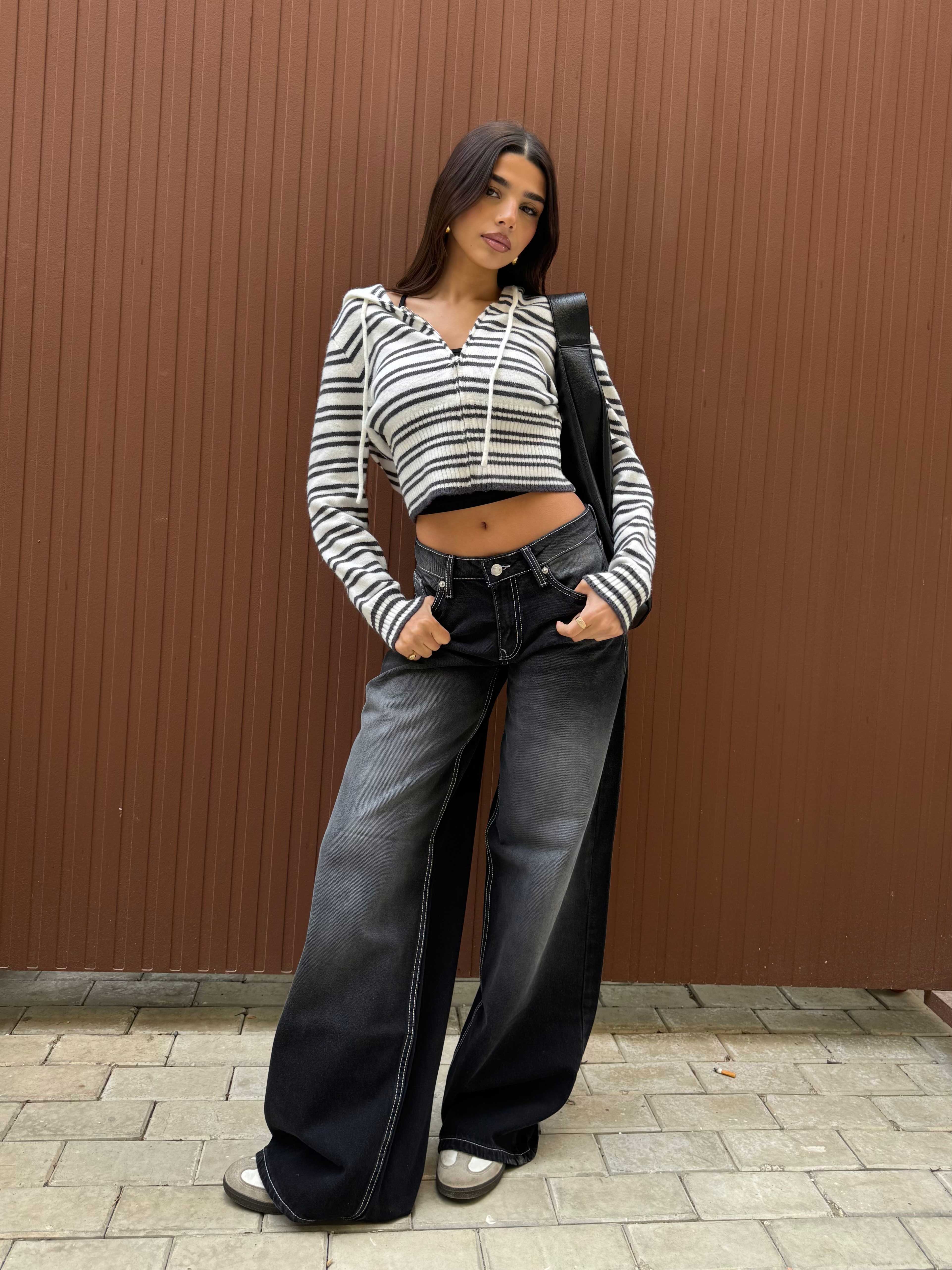 Baggy – Low-Waist Faded Washed Black Jeans Baggy CIZARO - Cizaro Jeans