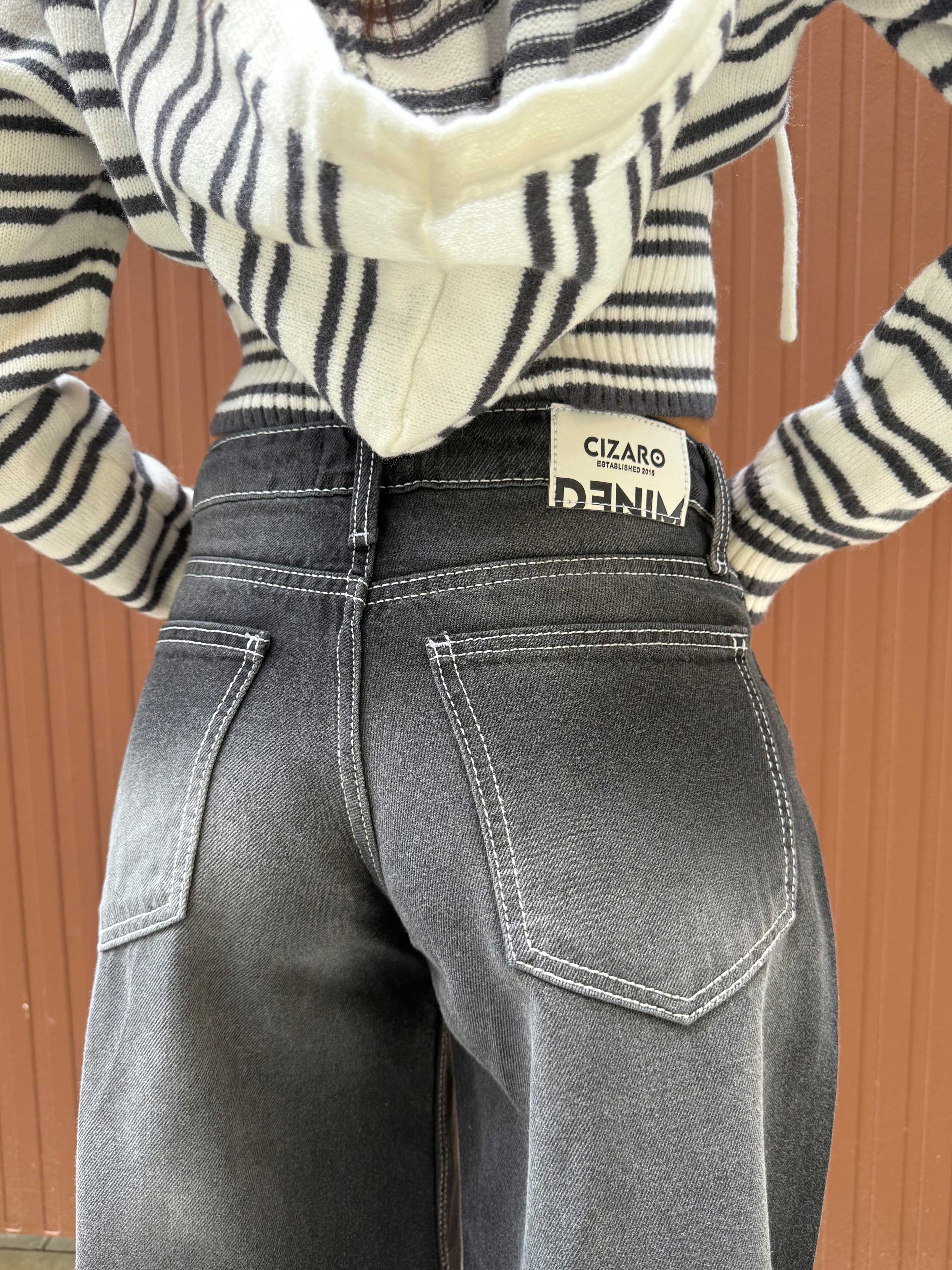 Baggy – Low-Waist Faded Washed Black Jeans Baggy CIZARO - Cizaro Jeans