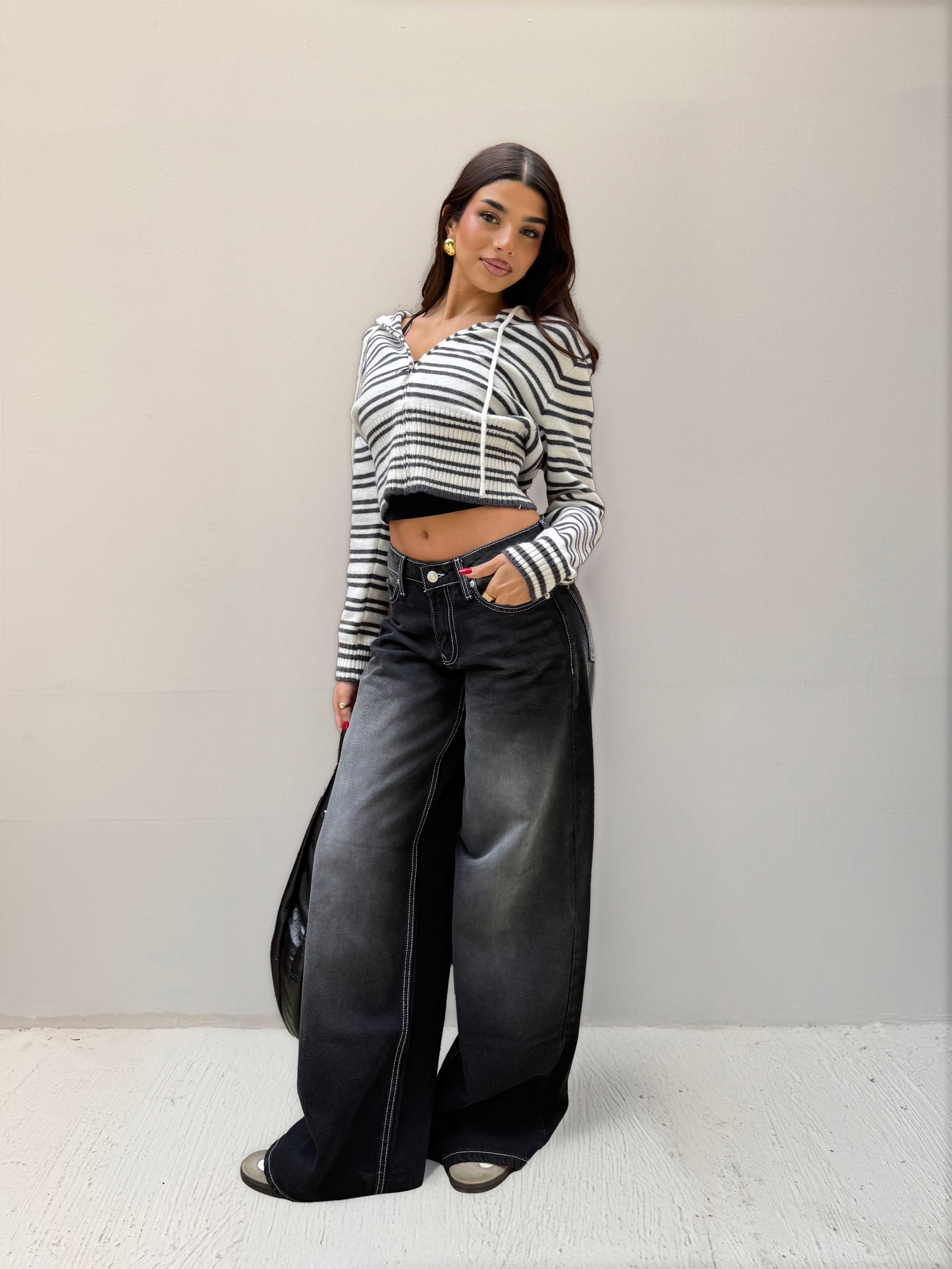 Baggy – Low-Waist Faded Washed Black Jeans Baggy CIZARO - Cizaro Jeans