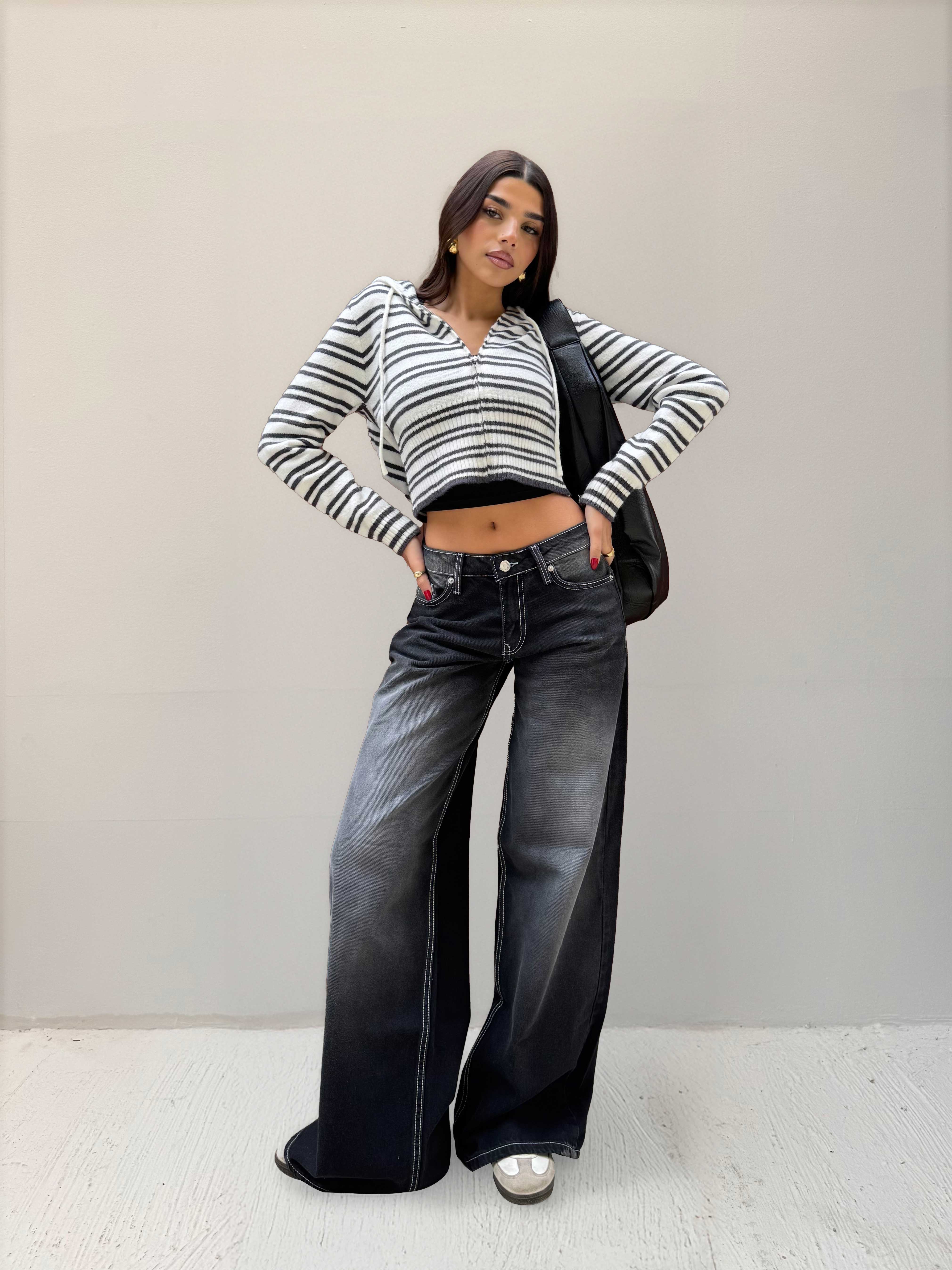 Baggy – Low-Waist Faded Washed Black Jeans Baggy CIZARO - Cizaro Jeans