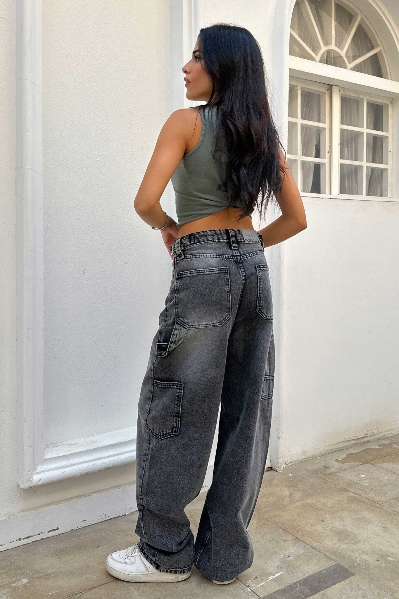 Carpenter - Mid Rise Charcoal Jeans Mom-Fit CIZARO - Cizaro Jeans