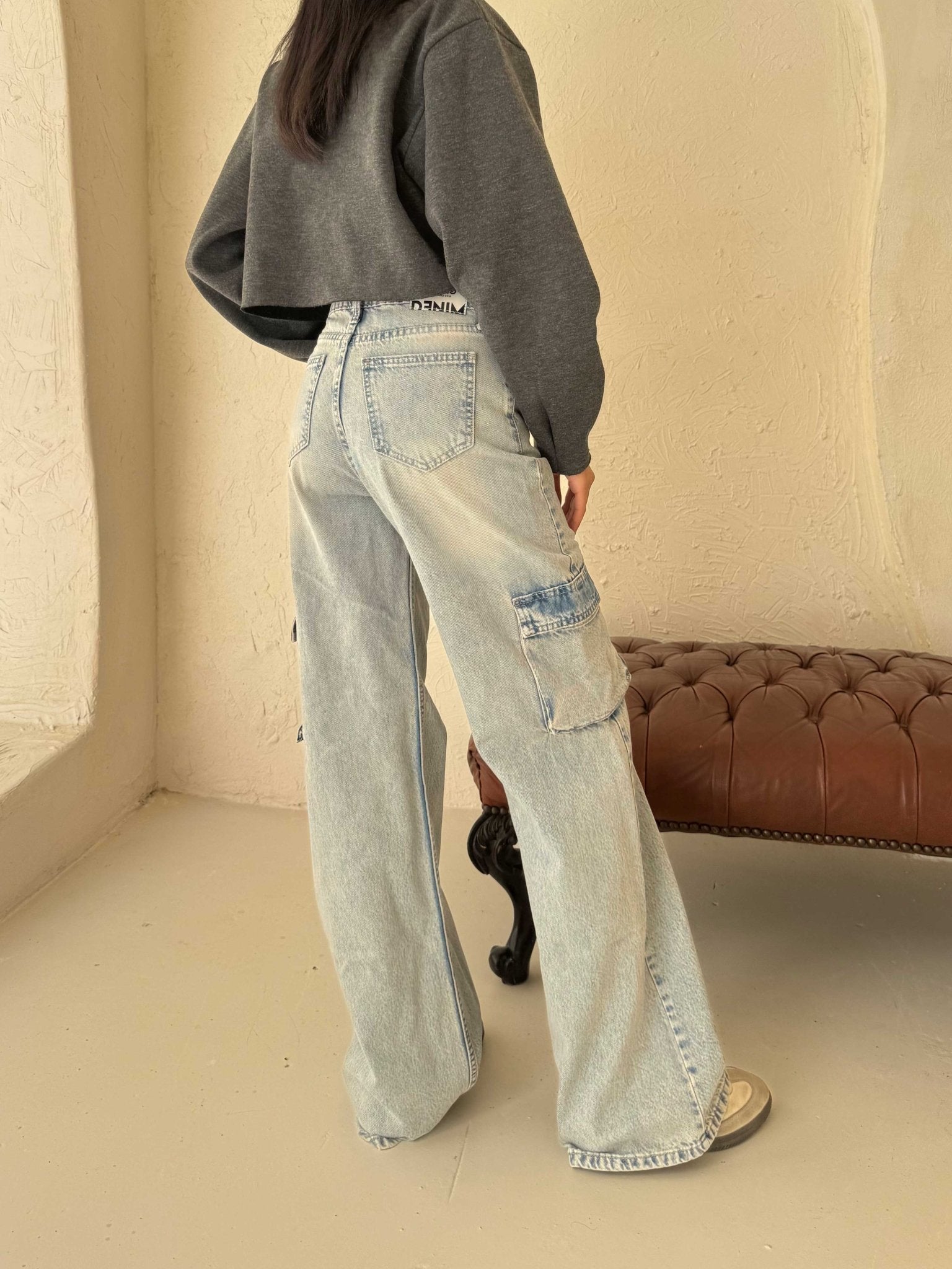 Cargo – Mid-Rise Light Vintage Blue Jeans cargo CIZARO - Cizaro Jeans