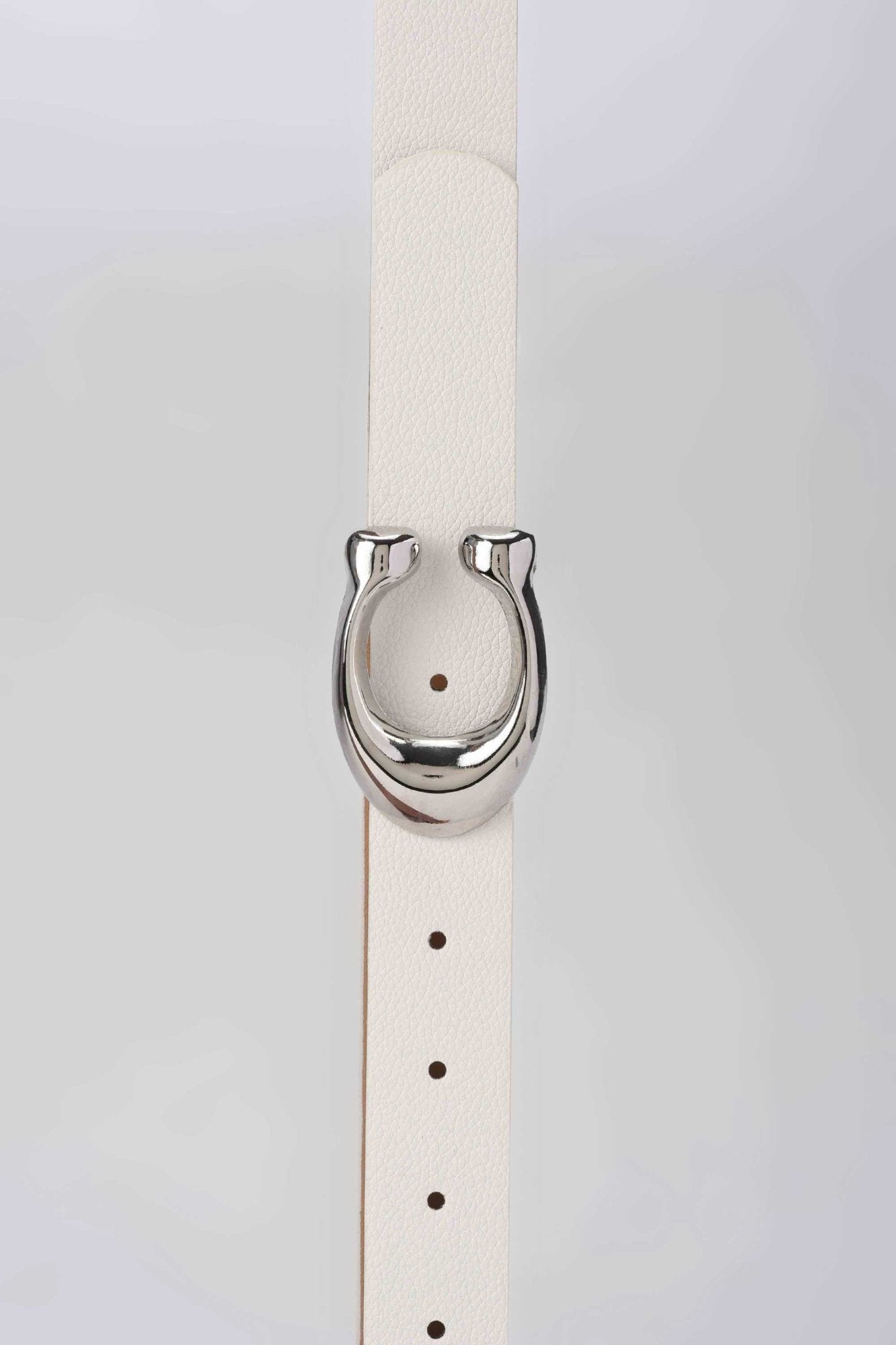 Belt | The C Buckle Belt – White Faux Leather Medium with Silver Detail Belt - Acc CZBELT - Cizaro Jeans