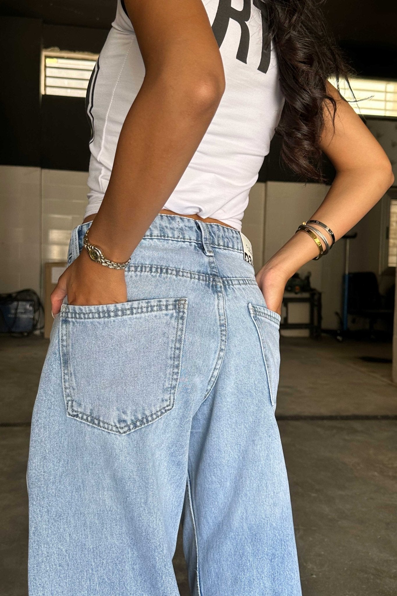 Baggy – Mid Rise Light Vintage Blue Jeans Mom-Fit CIZARO - Cizaro Jeans