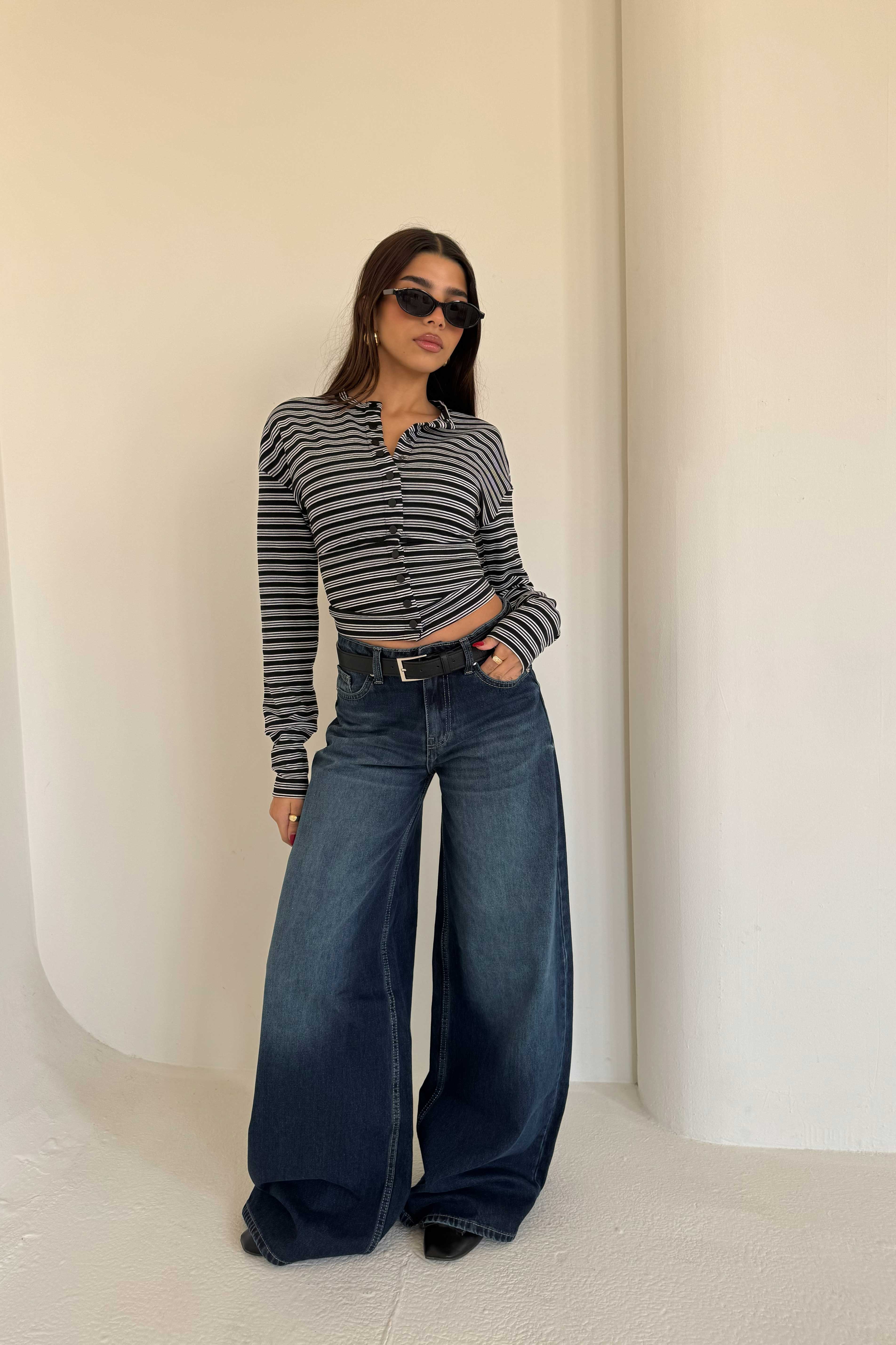 Loose Baggy – Mid-Rise Faded Deep Ocean Blue Jeans Baggy CIZARO - Cizaro Jeans