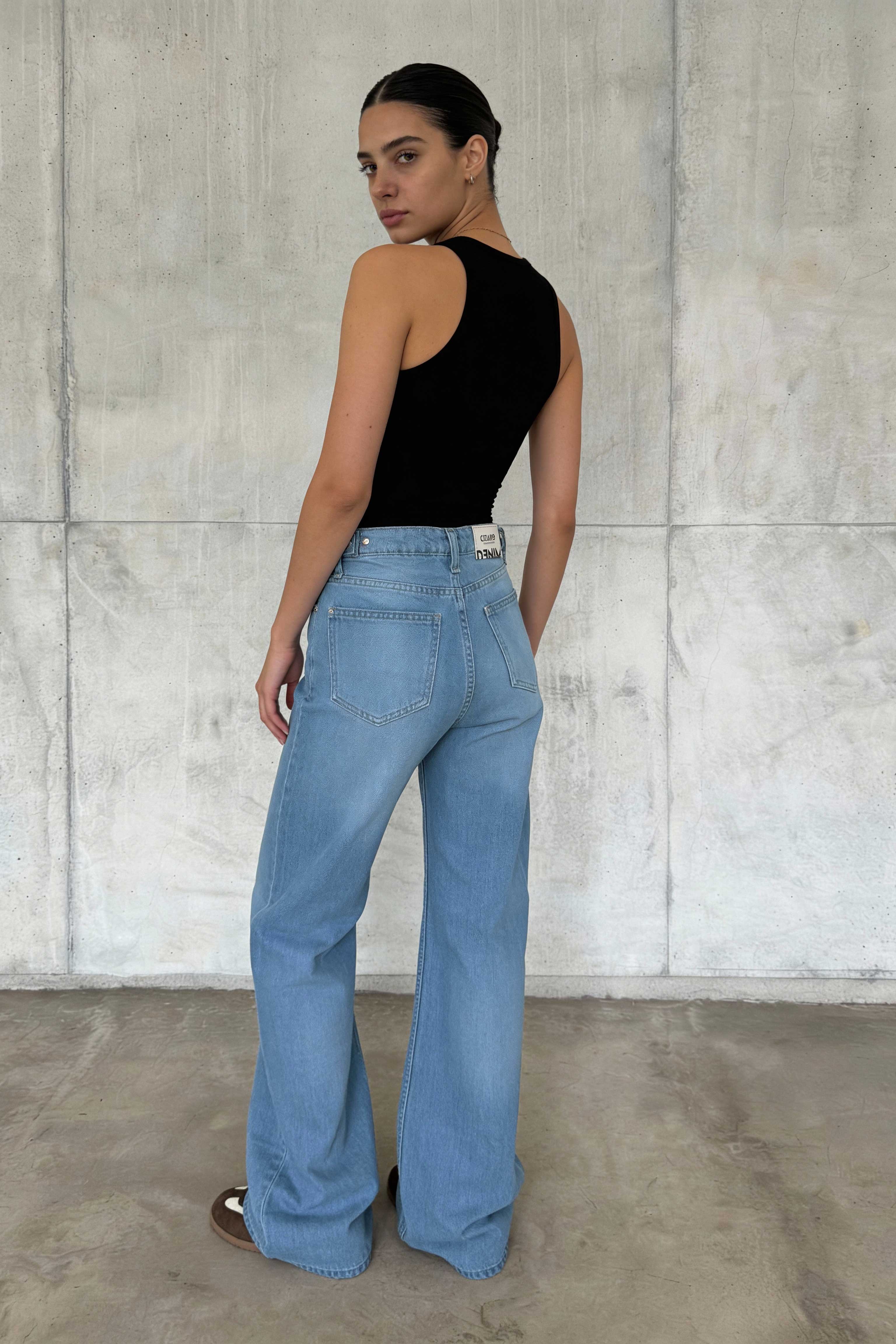 Baggy High Waist - Flex Waist Bright Blue Jeans Baggy CIZARO - Cizaro Jeans
