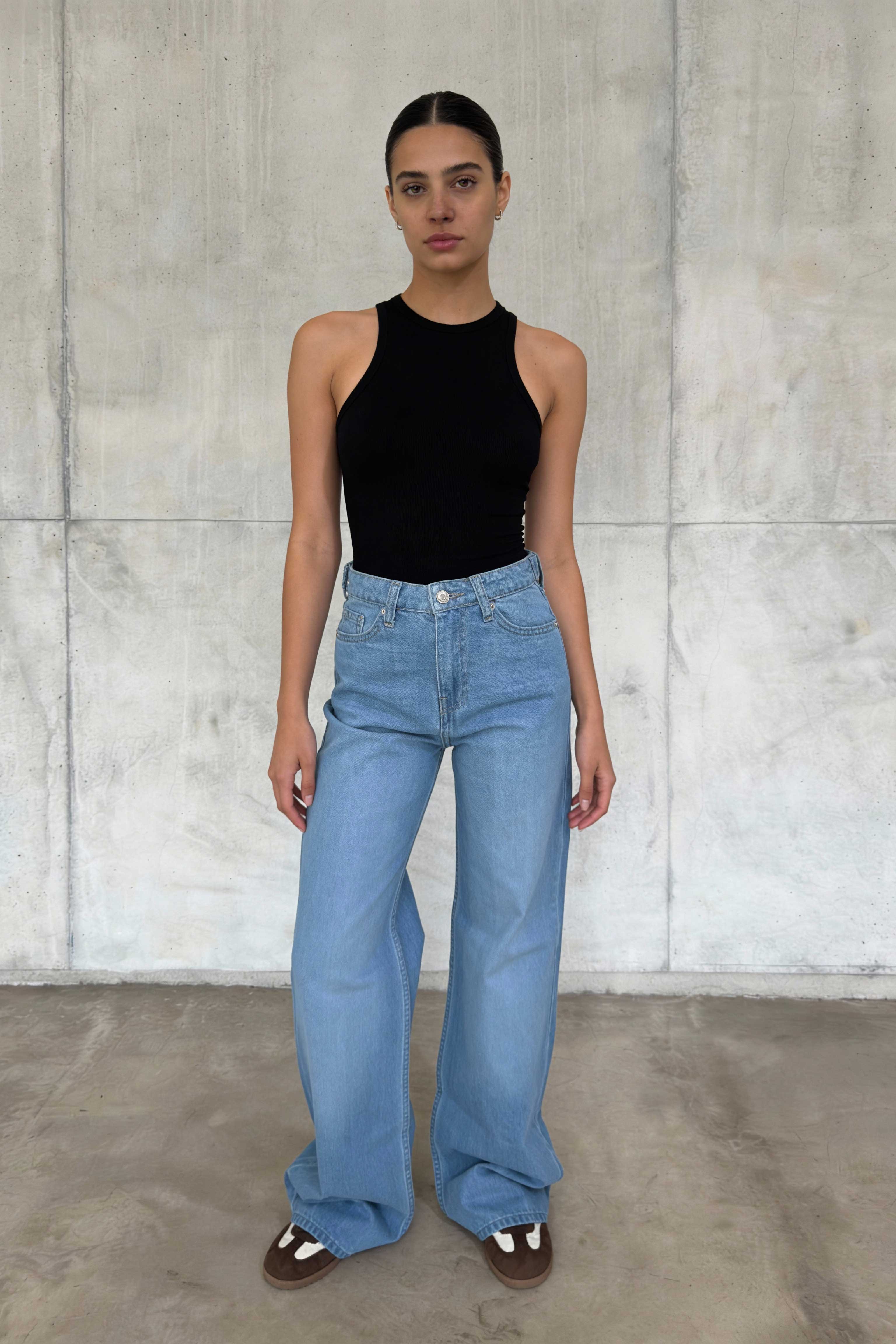 Baggy High Waist - Flex Waist Bright Blue Jeans Baggy CIZARO - Cizaro Jeans