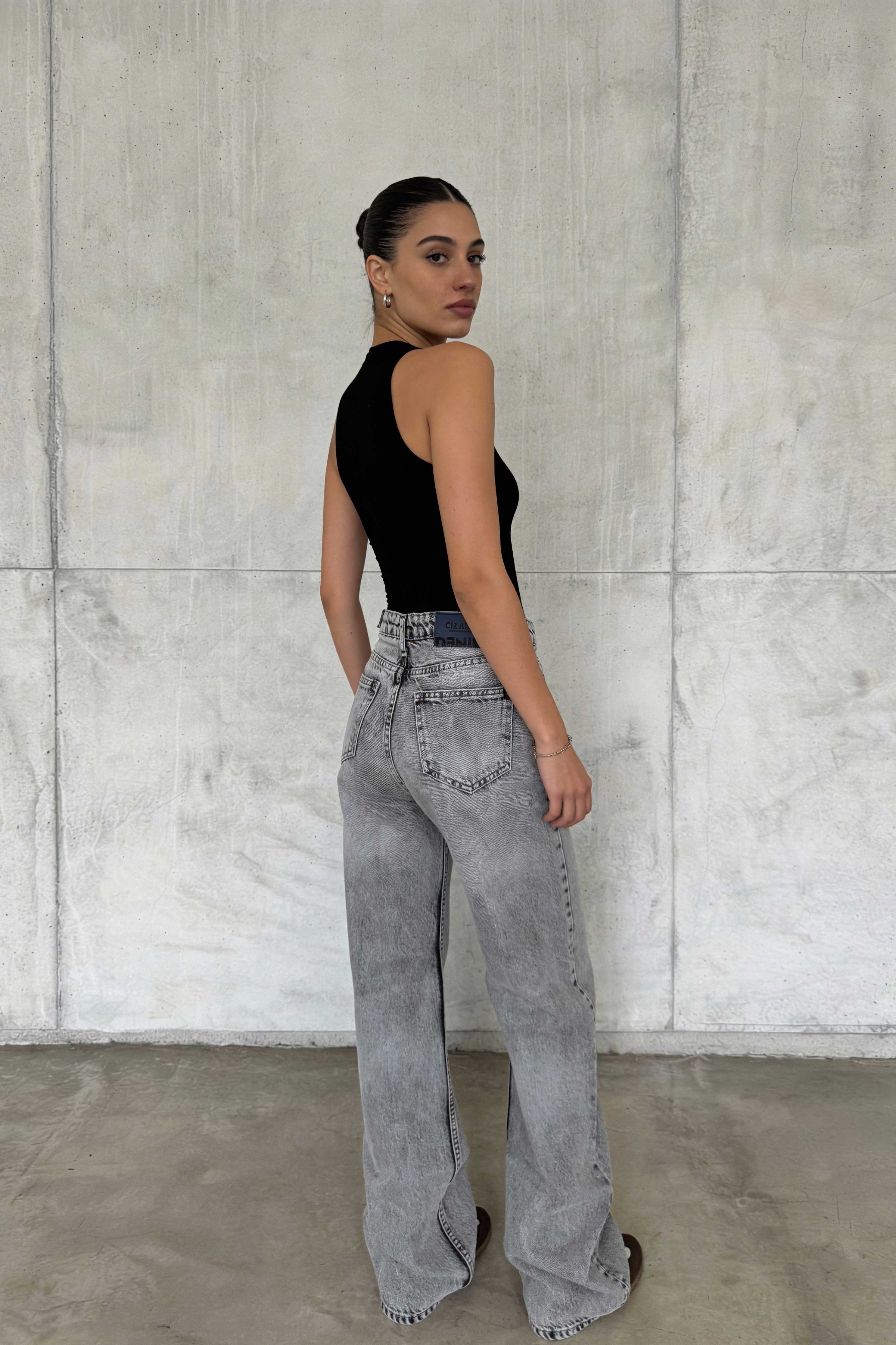 Baggy – High Waist Flex Waist Light Acid Grey Jeans Baggy CIZARO - Cizaro Jeans