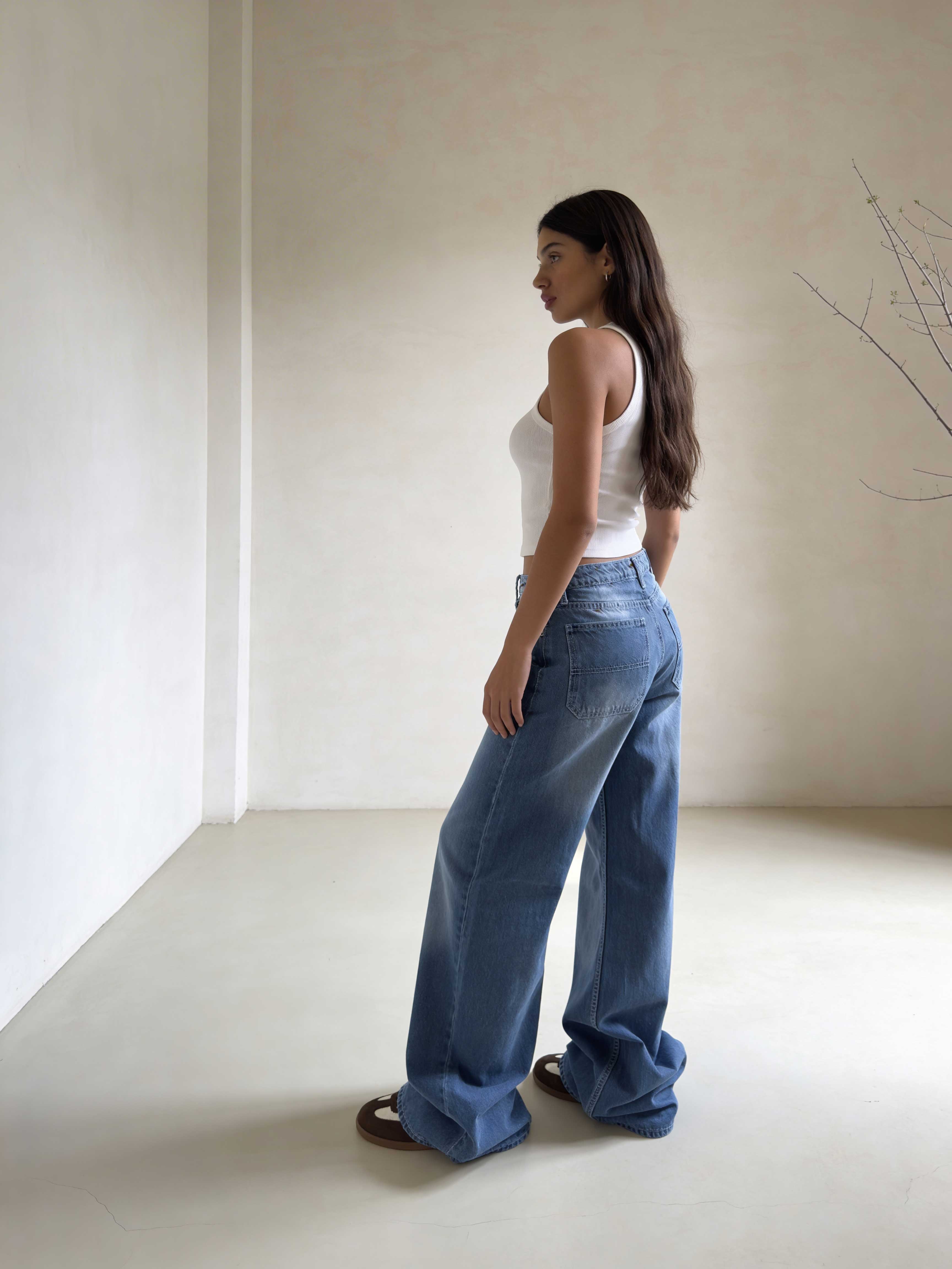 Baggy - High-Waist Blush Blue Jeans Baggy CIZARO - Cizaro Jeans